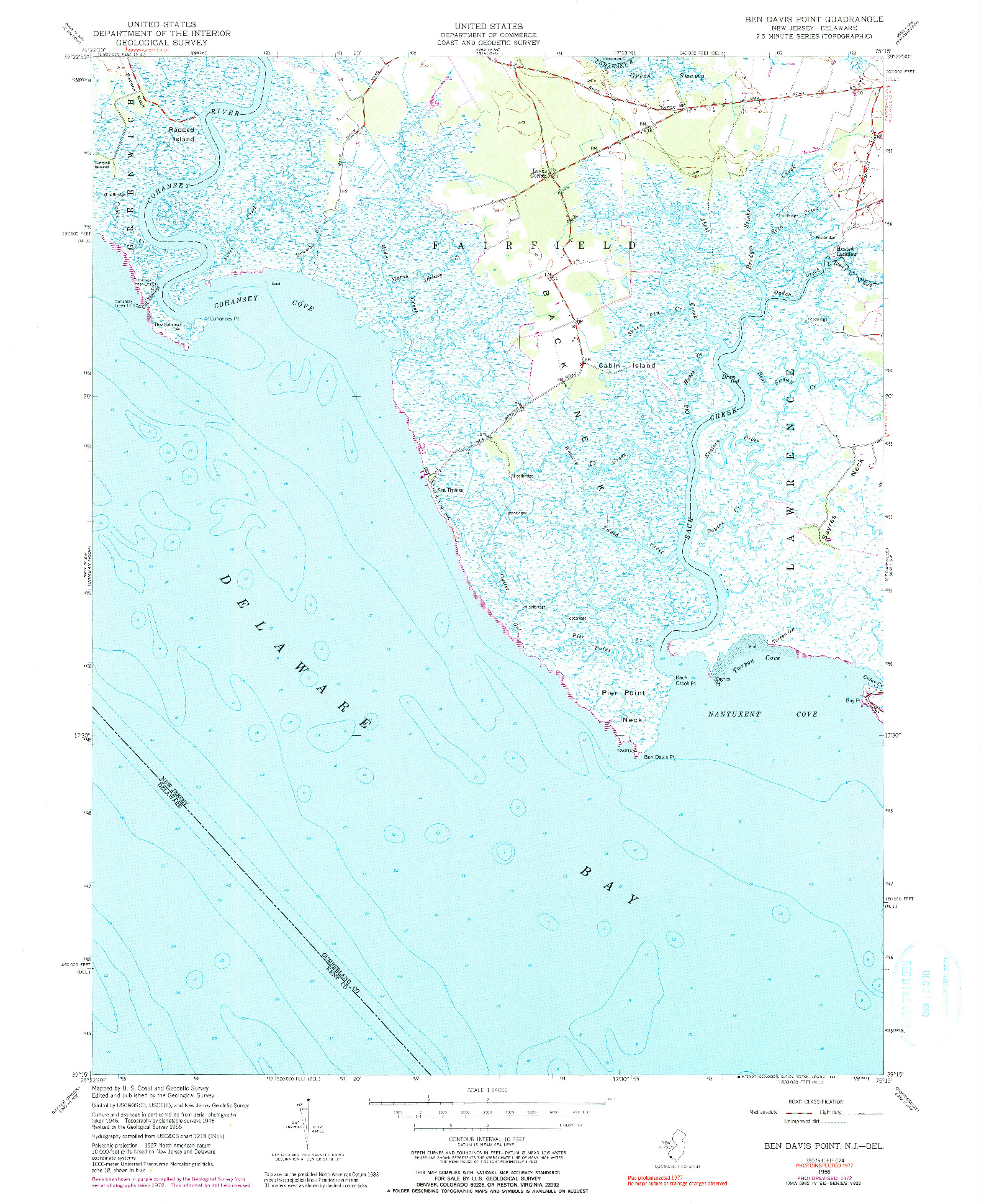 USGS 1:24000-SCALE QUADRANGLE FOR BEN DAVIS POINT, NJ 1956