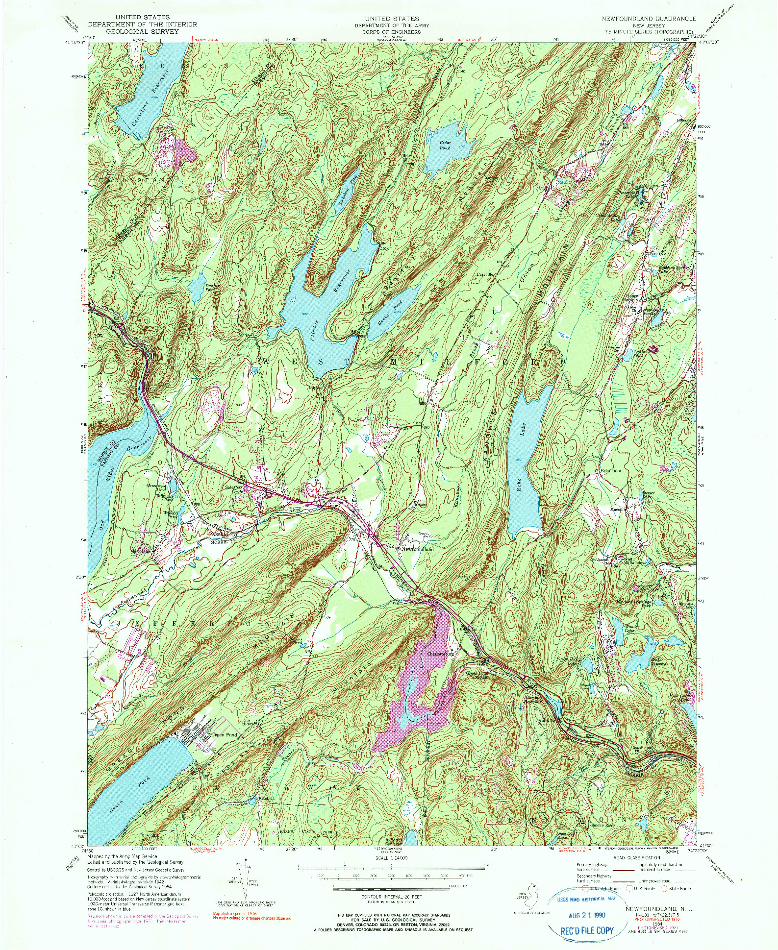 USGS 1:24000-SCALE QUADRANGLE FOR NEWFOUNDLAND, NJ 1954