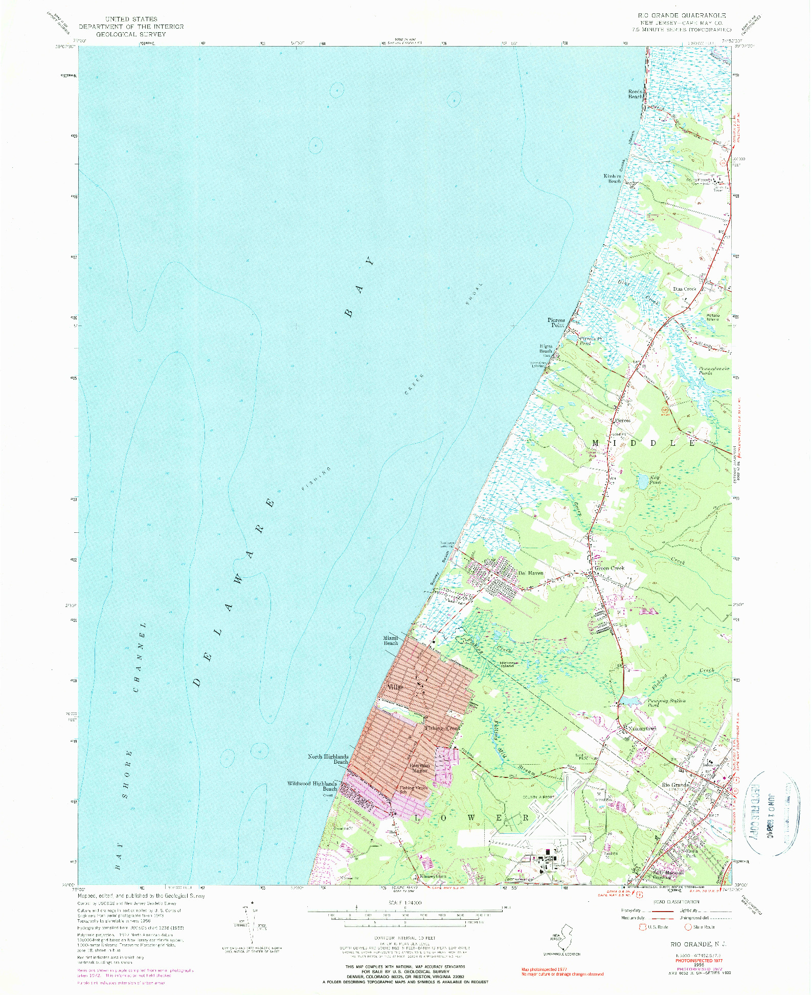 USGS 1:24000-SCALE QUADRANGLE FOR RIO GRANDE, NJ 1956