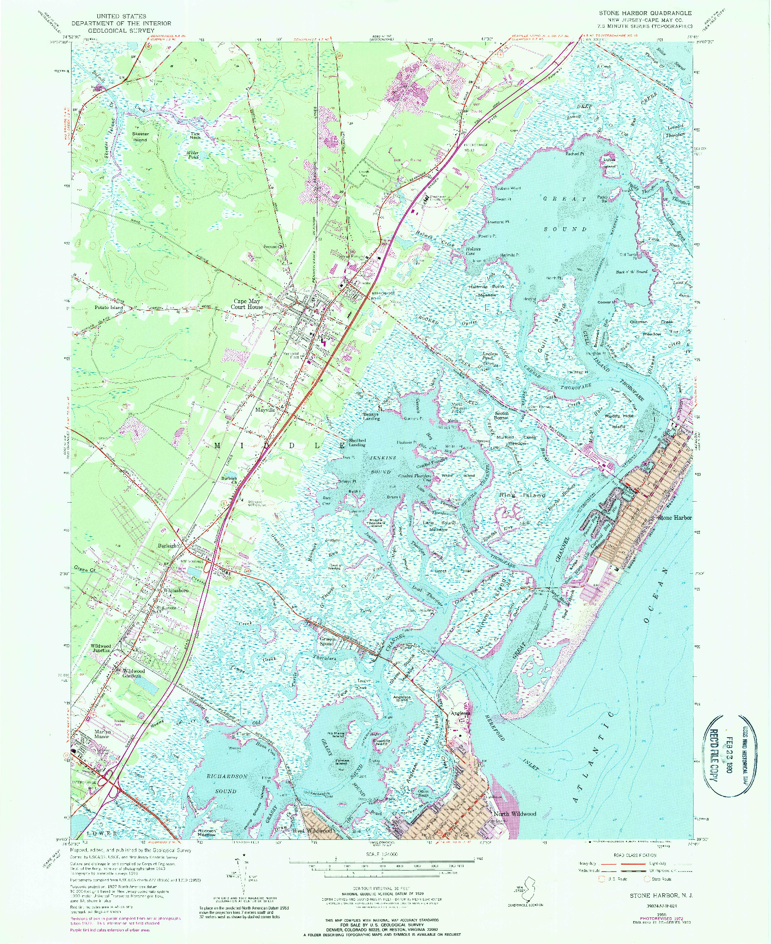 USGS 1:24000-SCALE QUADRANGLE FOR STONE HARBOR, NJ 1955