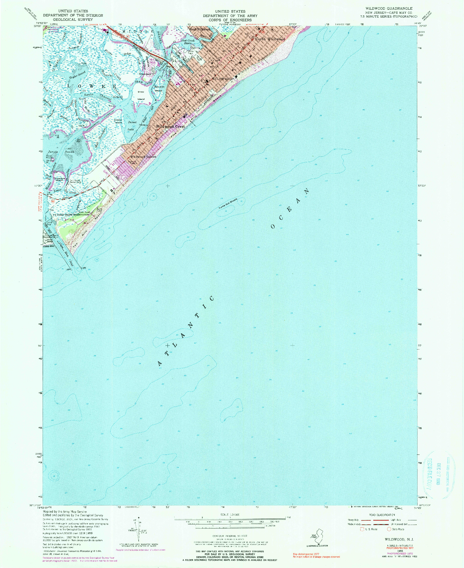 USGS 1:24000-SCALE QUADRANGLE FOR WILDWOOD, NJ 1955