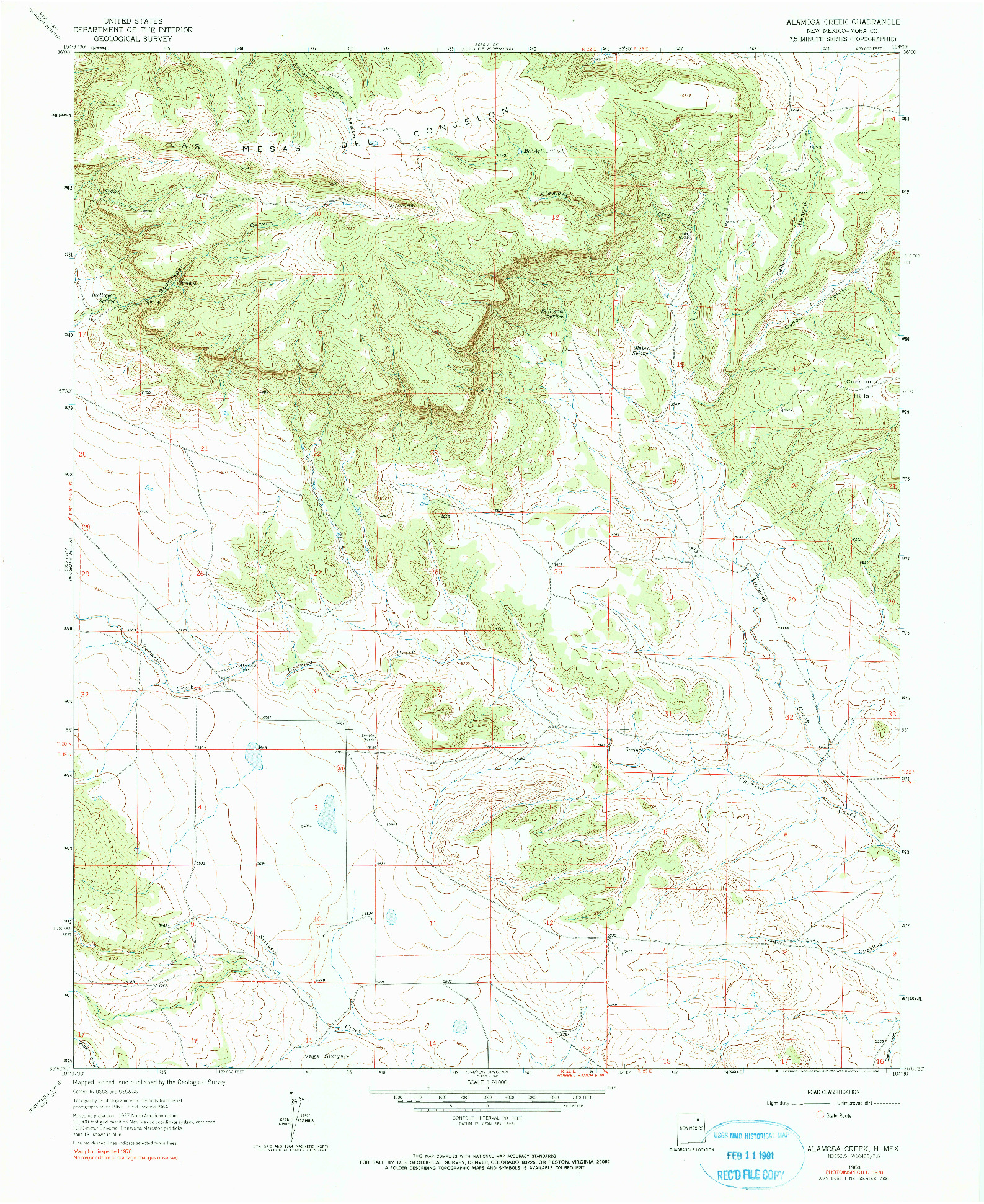USGS 1:24000-SCALE QUADRANGLE FOR ALAMOSA CREEK, NM 1964