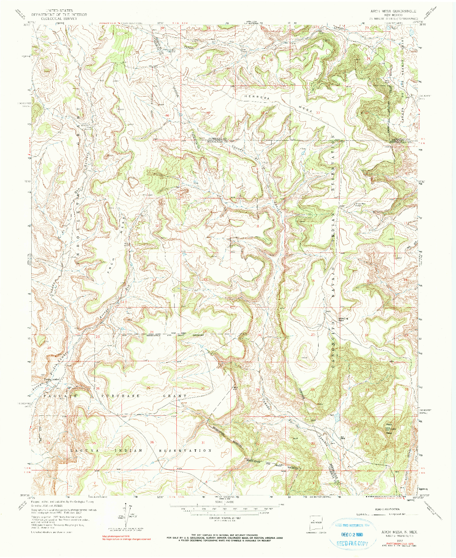 USGS 1:24000-SCALE QUADRANGLE FOR ARCH MESA, NM 1957