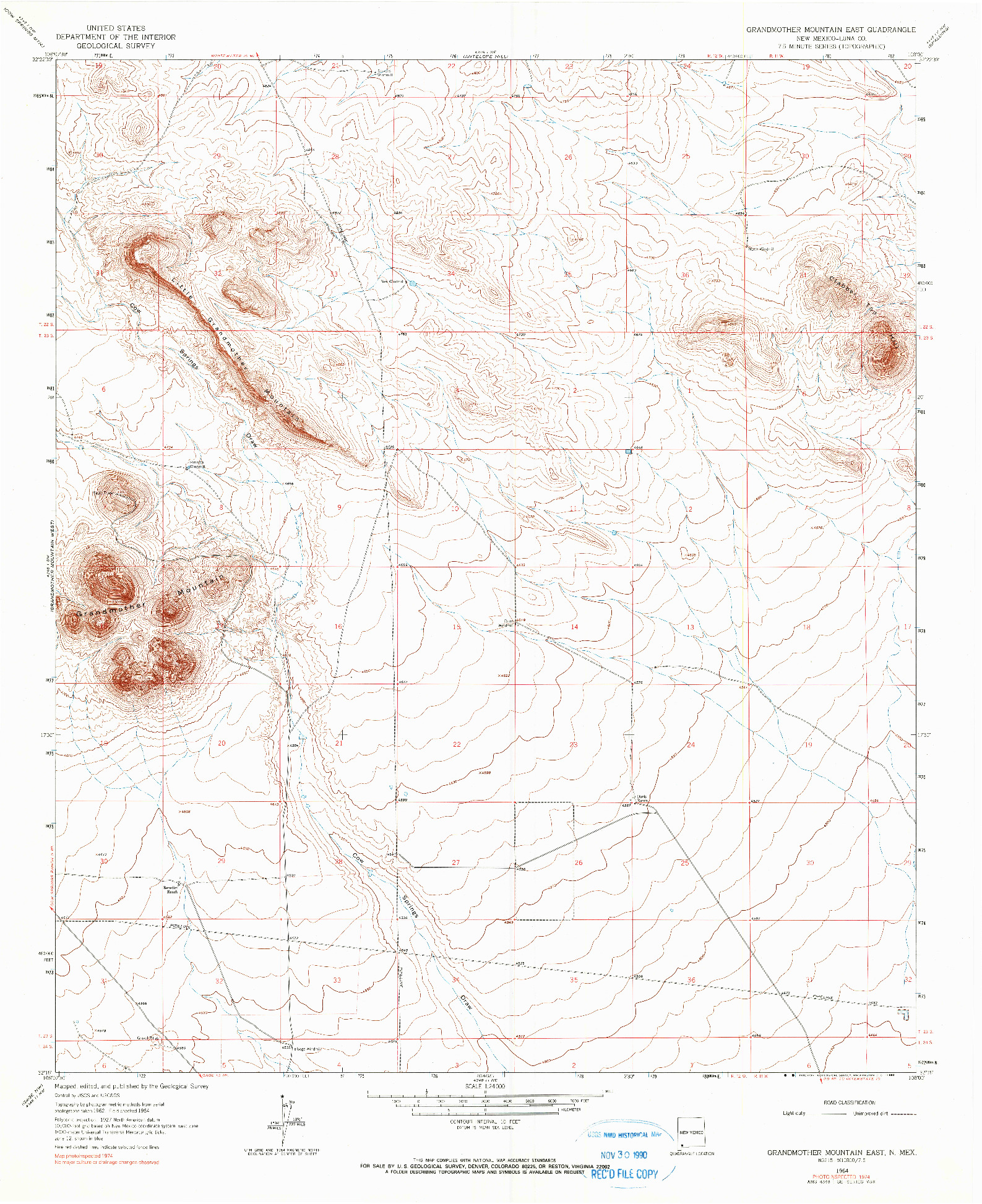 USGS 1:24000-SCALE QUADRANGLE FOR GRANDMOTHER MOUNTAIN EAST, NM 1964