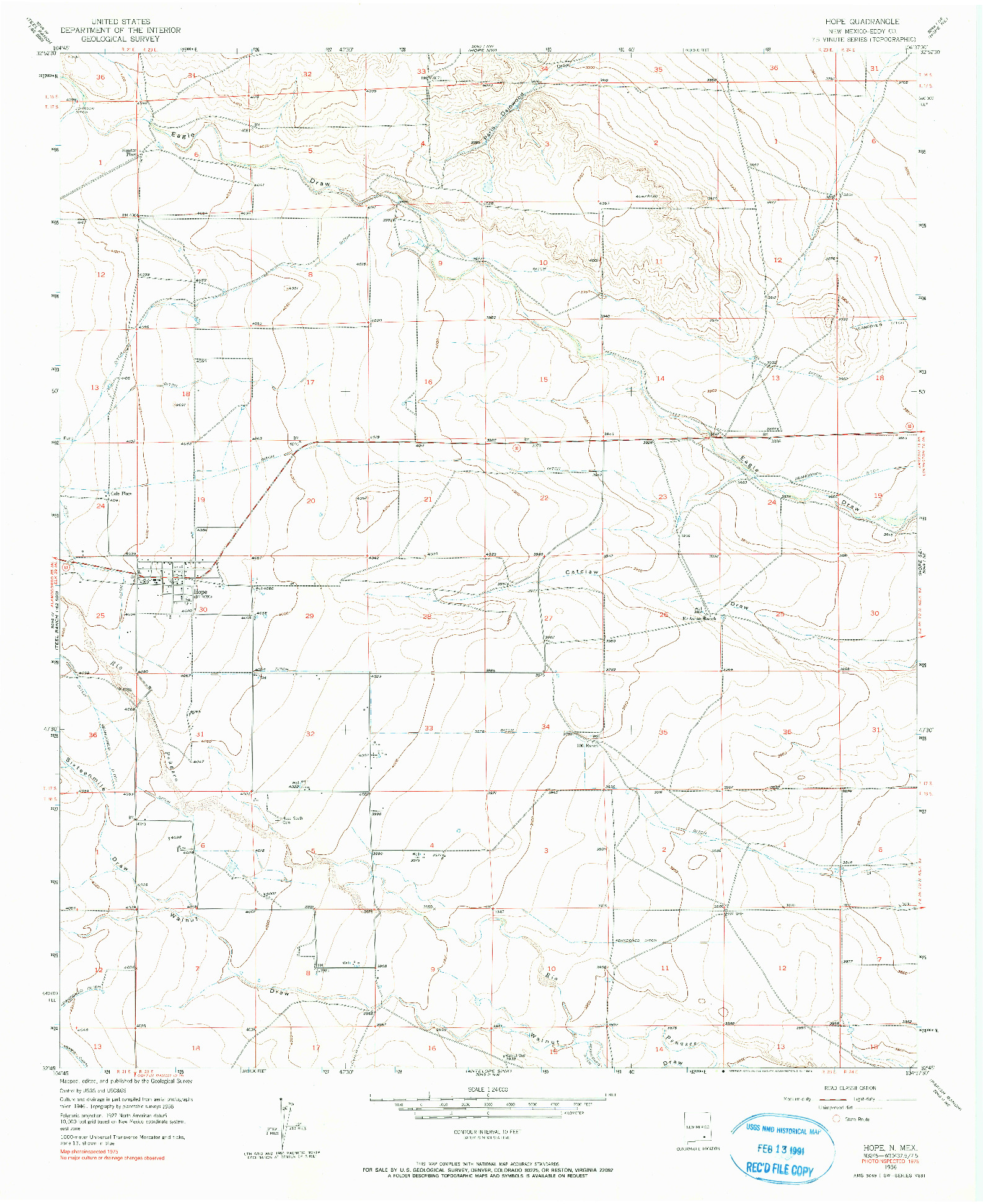 USGS 1:24000-SCALE QUADRANGLE FOR HOPE, NM 1956