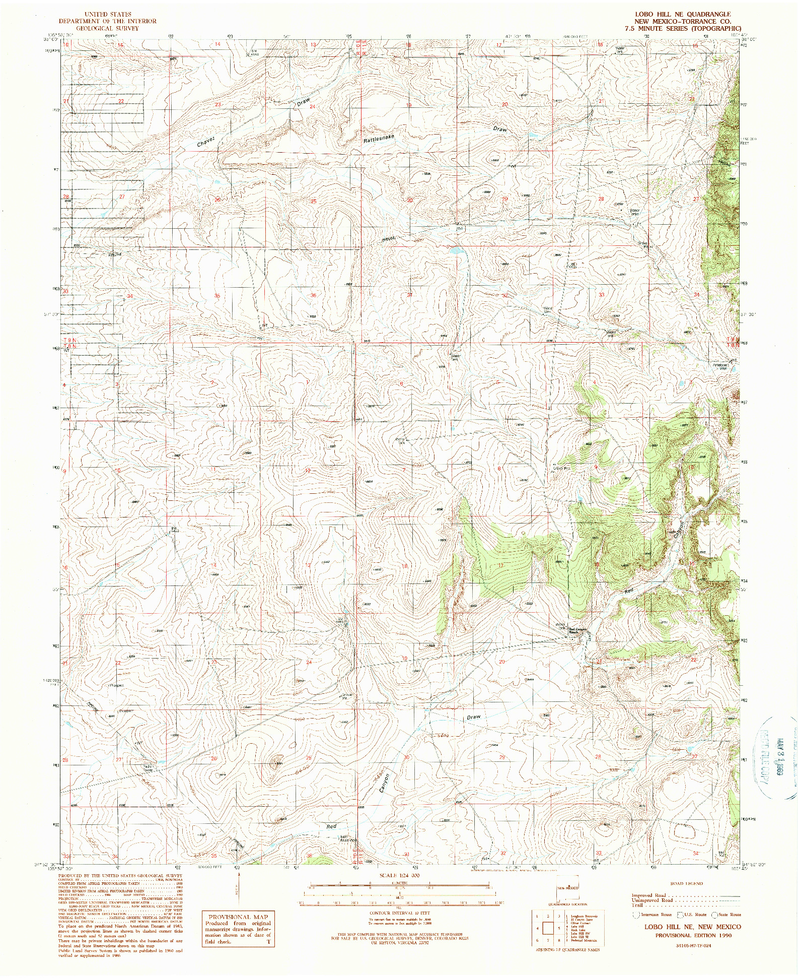 USGS 1:24000-SCALE QUADRANGLE FOR LOBO HILL NE, NM 1990