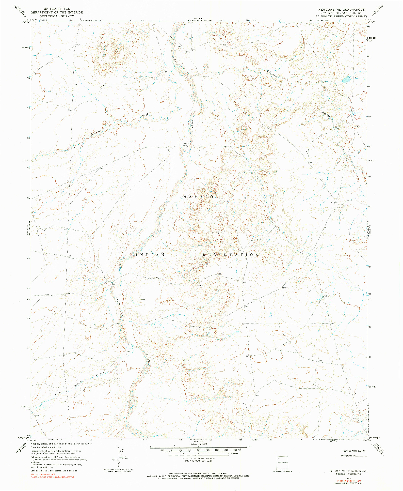 USGS 1:24000-SCALE QUADRANGLE FOR NEWCOMB NE, NM 1966