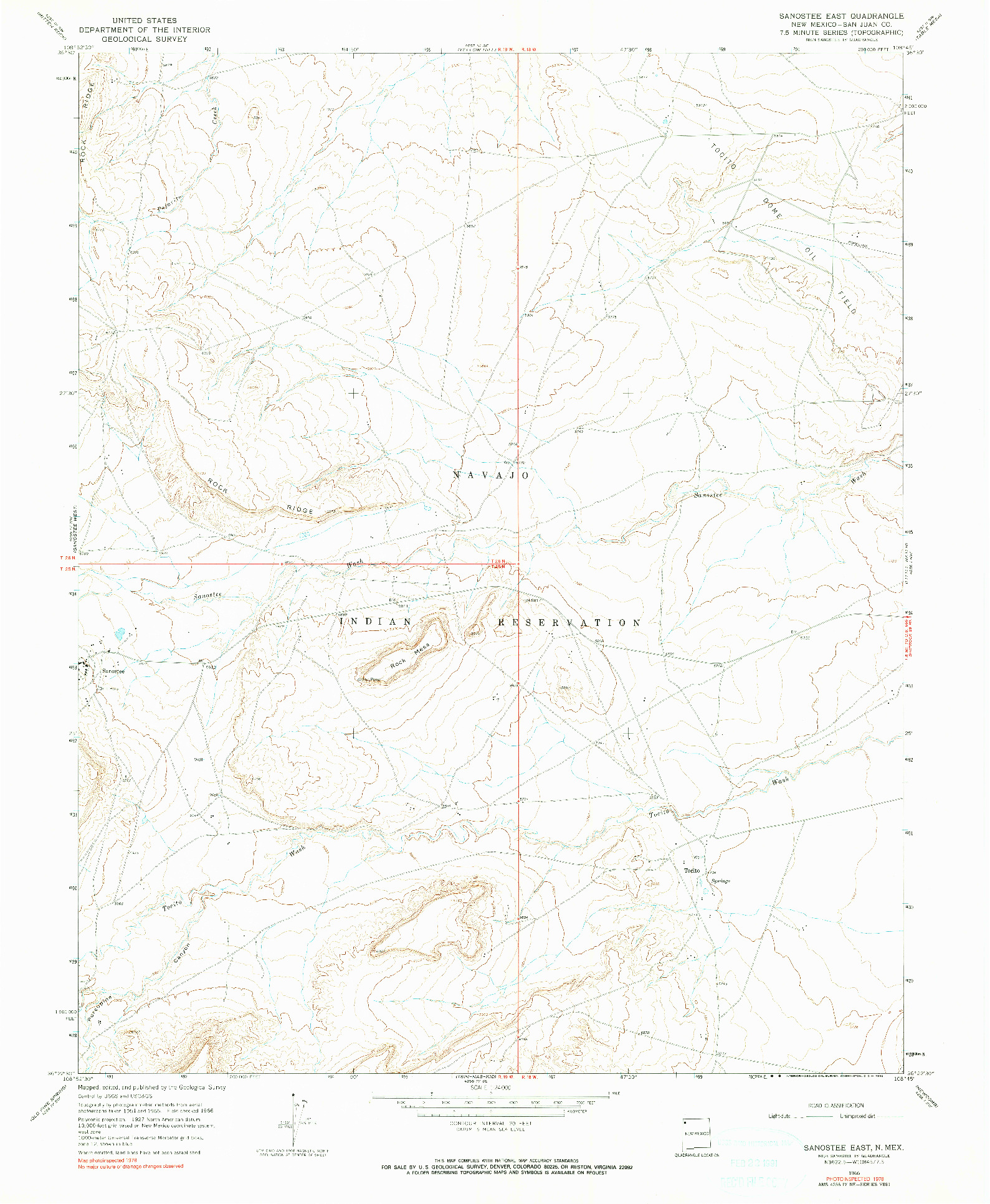 USGS 1:24000-SCALE QUADRANGLE FOR SANOSTEE EAST, NM 1966