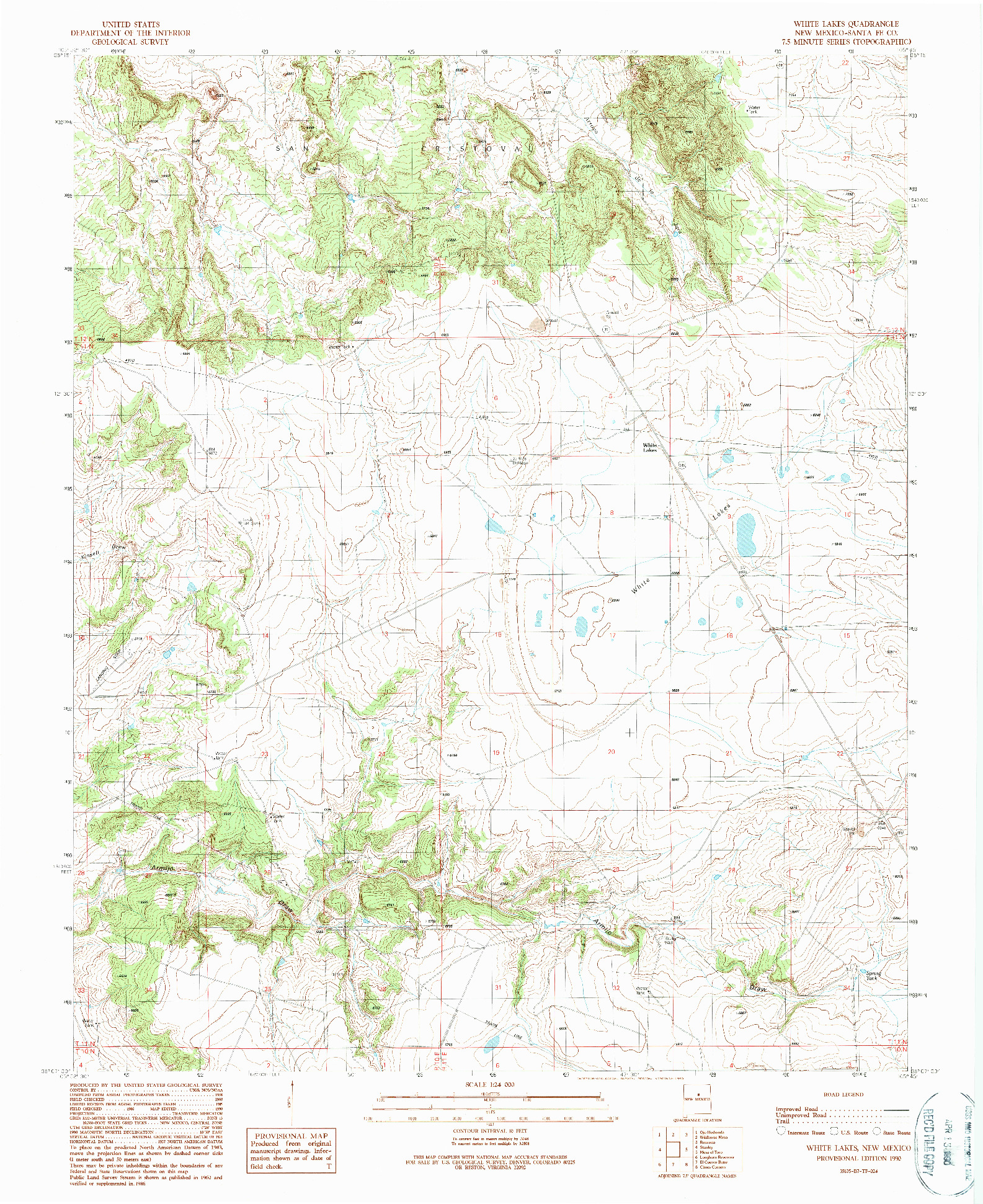 USGS 1:24000-SCALE QUADRANGLE FOR WHITE LAKES, NM 1990