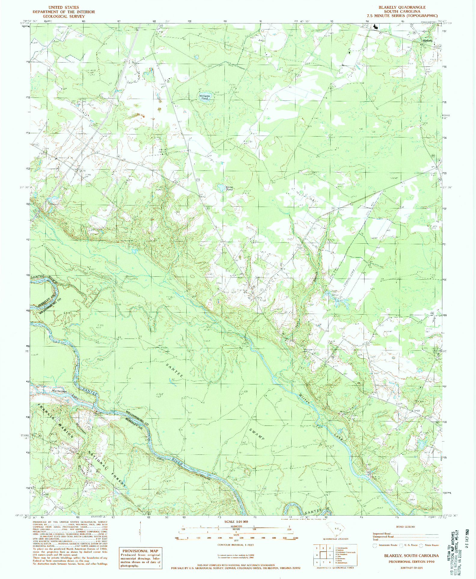 USGS 1:24000-SCALE QUADRANGLE FOR BLAKELY, SC 1990