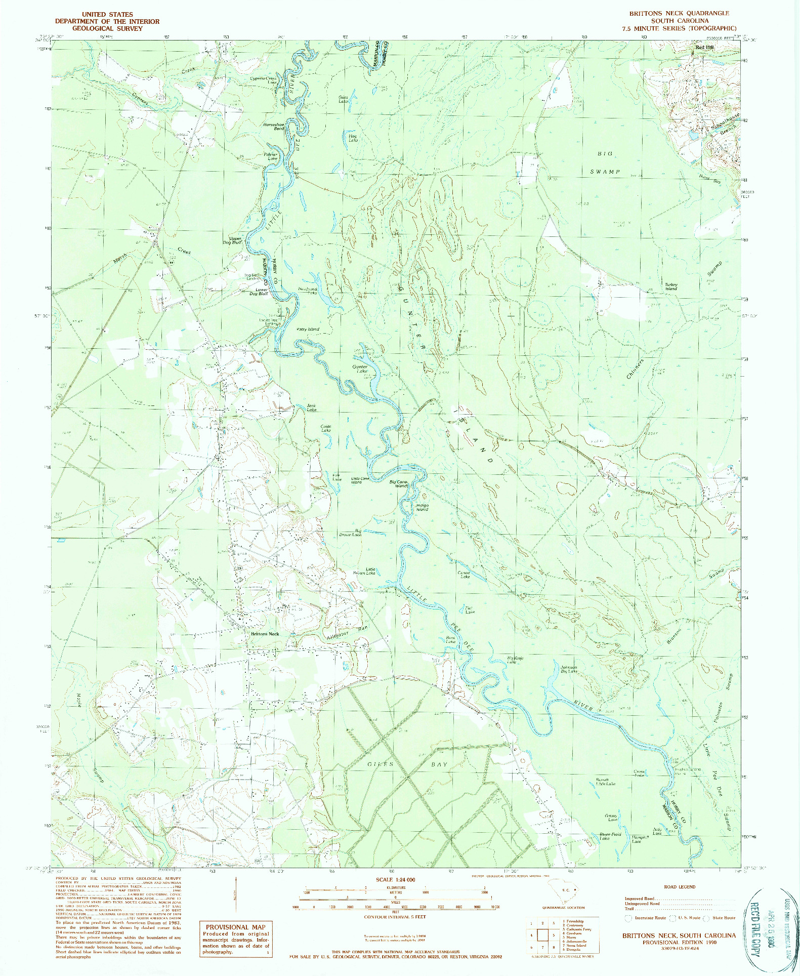 USGS 1:24000-SCALE QUADRANGLE FOR BRITTONS NECK, SC 1990