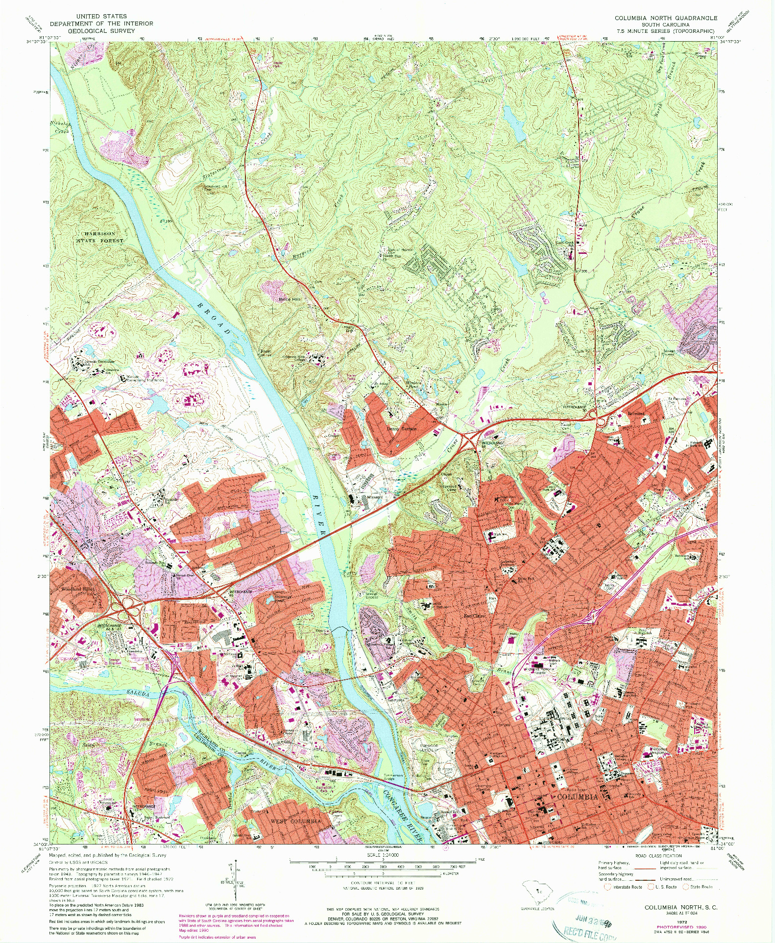 USGS 1:24000-SCALE QUADRANGLE FOR COLUMBIA NORTH, SC 1972