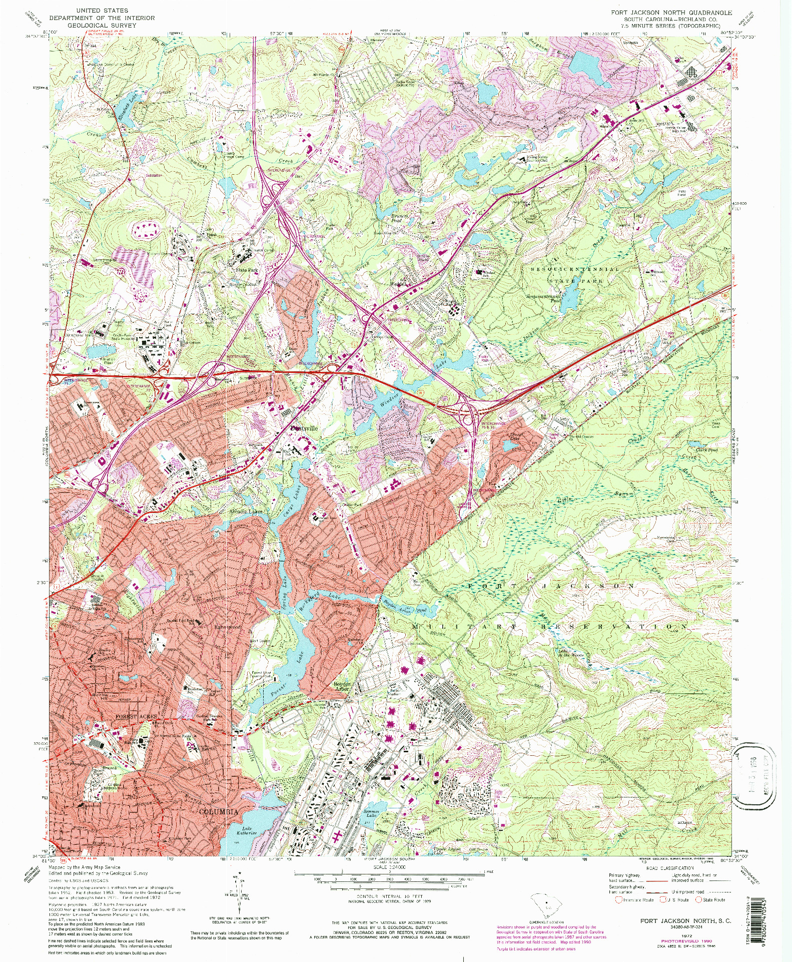 USGS 1:24000-SCALE QUADRANGLE FOR FORT JACKSON NORTH, SC 1972