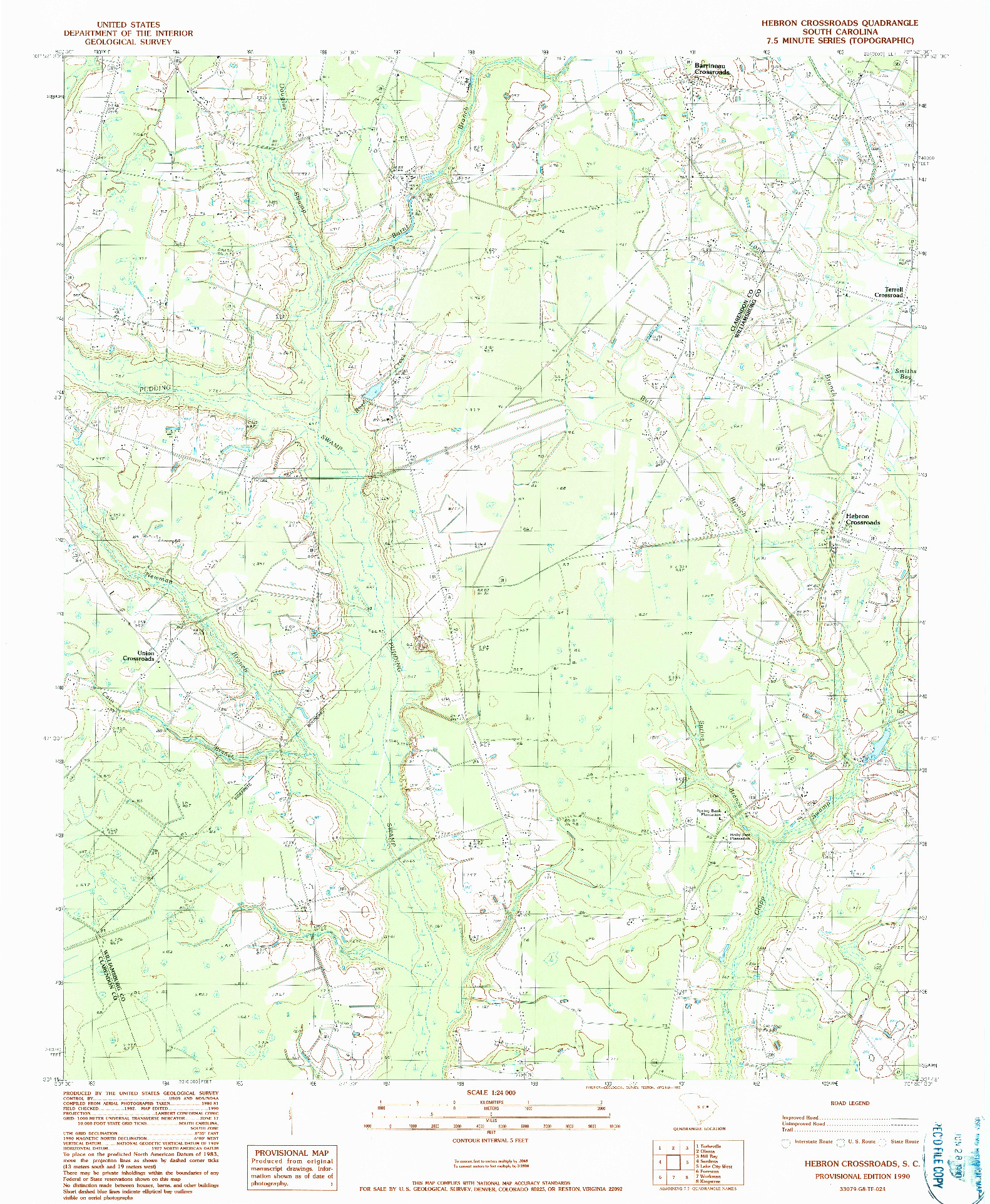 USGS 1:24000-SCALE QUADRANGLE FOR HEBRON CROSSROADS, SC 1990