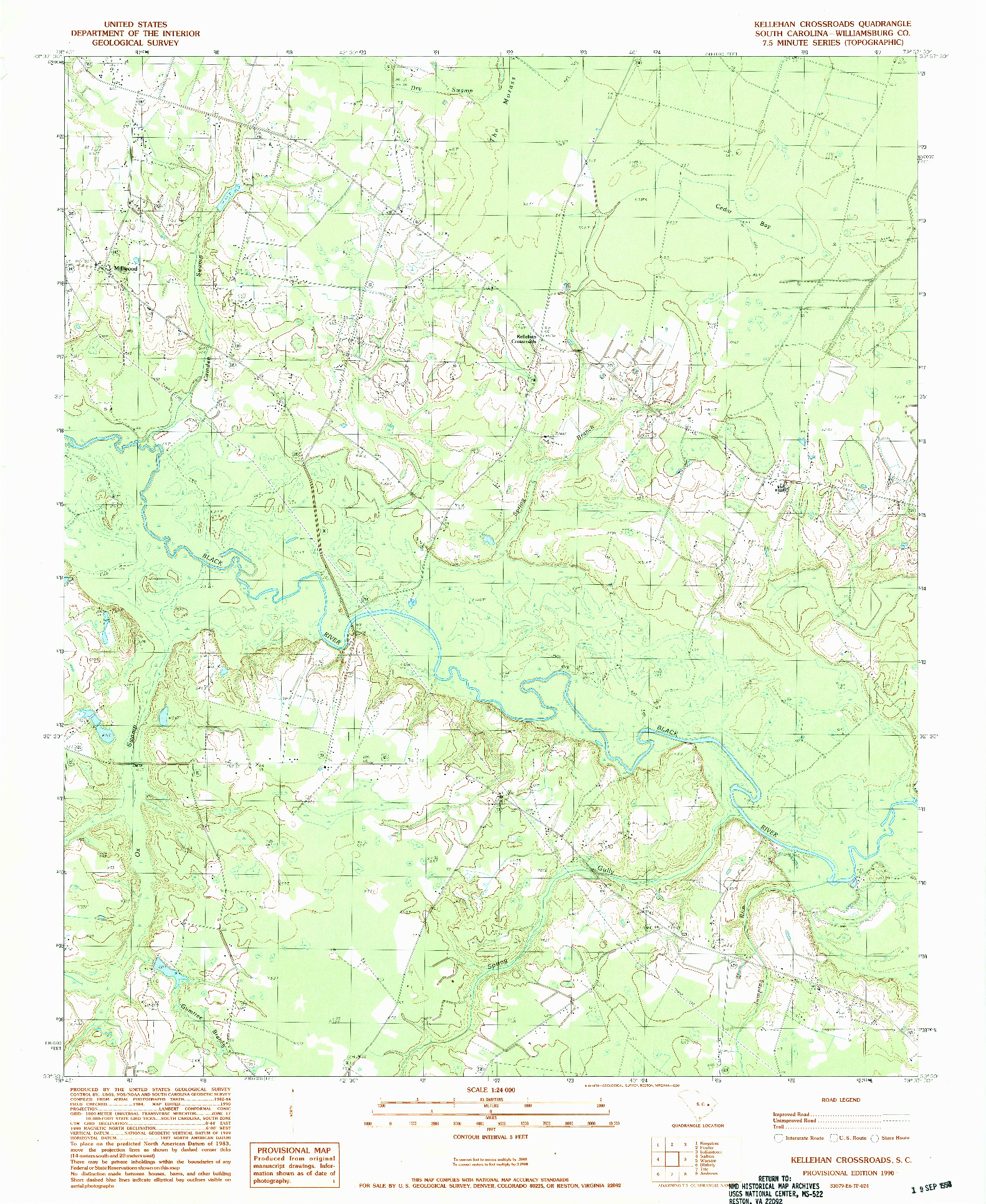 USGS 1:24000-SCALE QUADRANGLE FOR KELLEHAN CROSSROADS, SC 1990