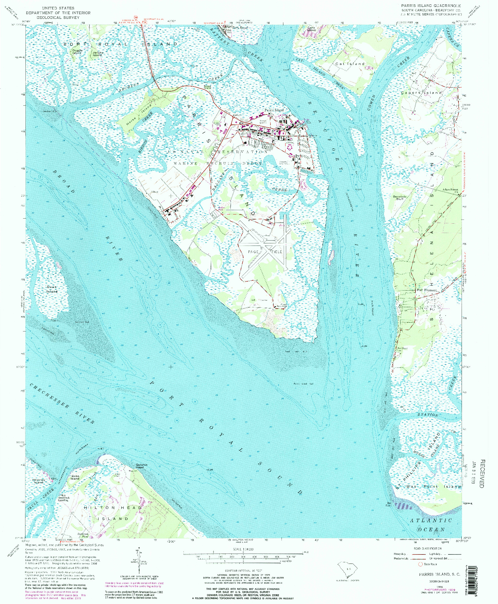 USGS 1:24000-SCALE QUADRANGLE FOR PARRIS ISLAND, SC 1956