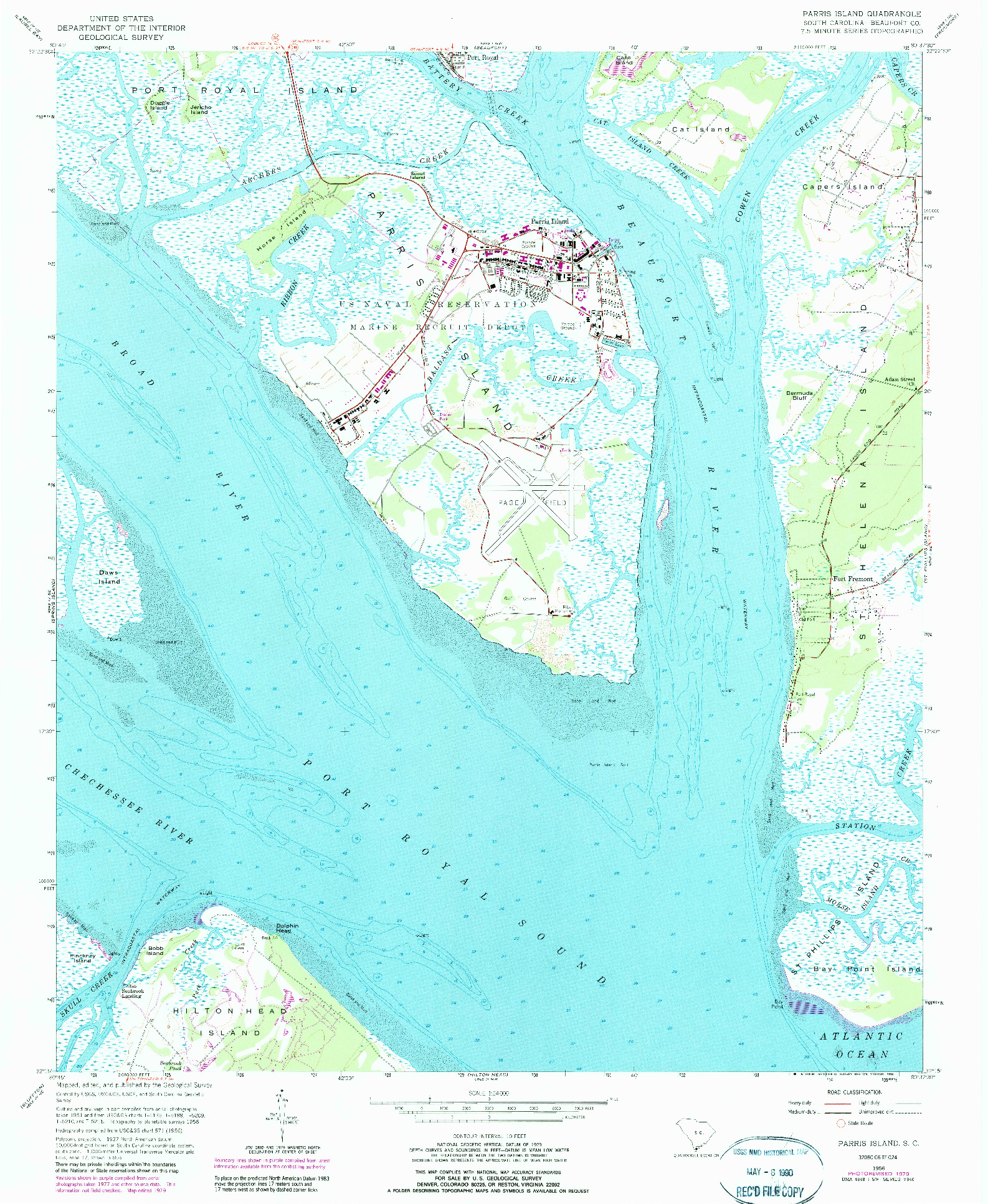 USGS 1:24000-SCALE QUADRANGLE FOR PARRIS ISLAND, SC 1956