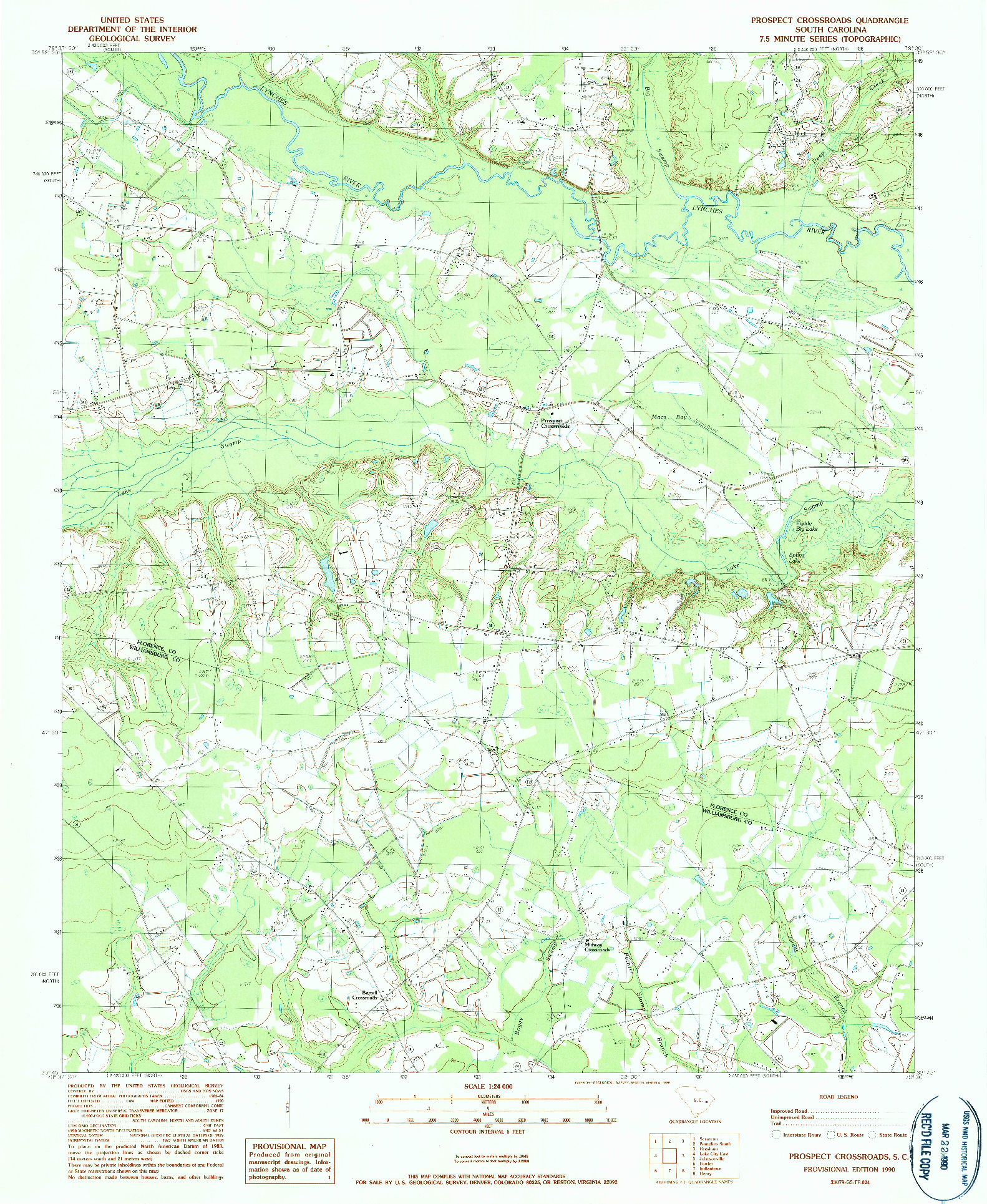 USGS 1:24000-SCALE QUADRANGLE FOR PROSPECT CROSSROADS, SC 1990