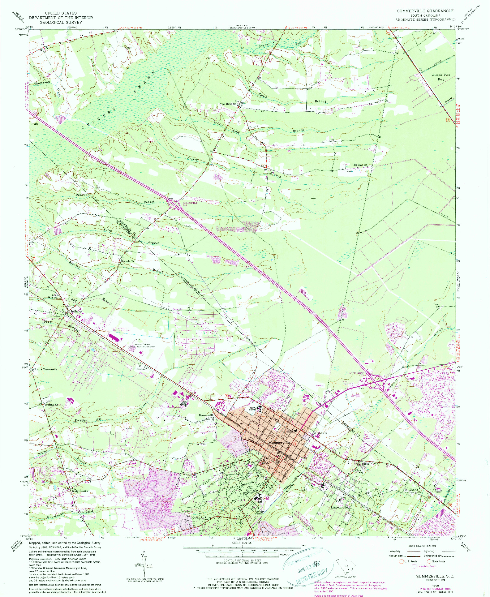 USGS 1:24000-SCALE QUADRANGLE FOR SUMMERVILLE, SC 1958