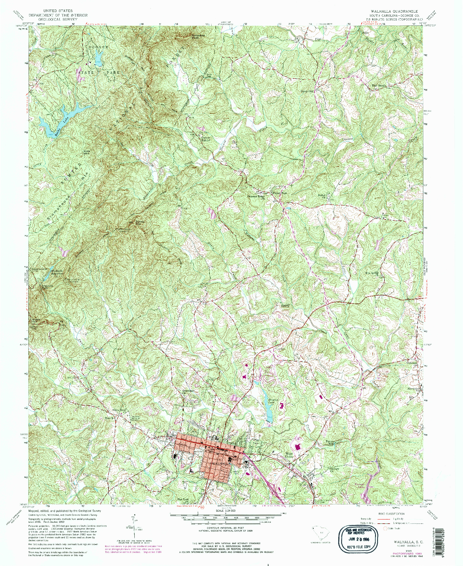 USGS 1:24000-SCALE QUADRANGLE FOR WALHALLA, SC 1959