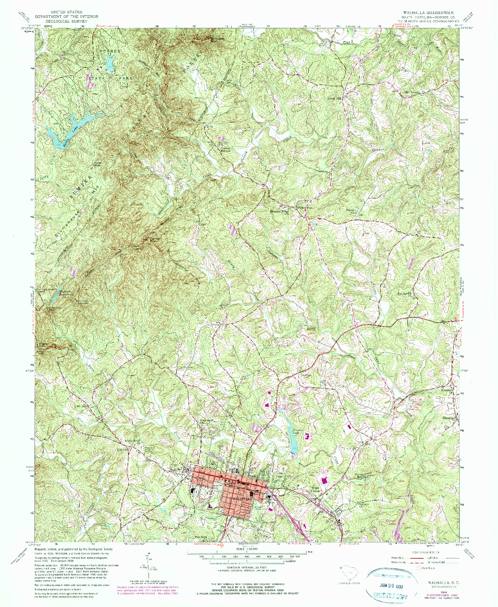 USGS 1:24000-SCALE QUADRANGLE FOR WALHALLA, SC 1959