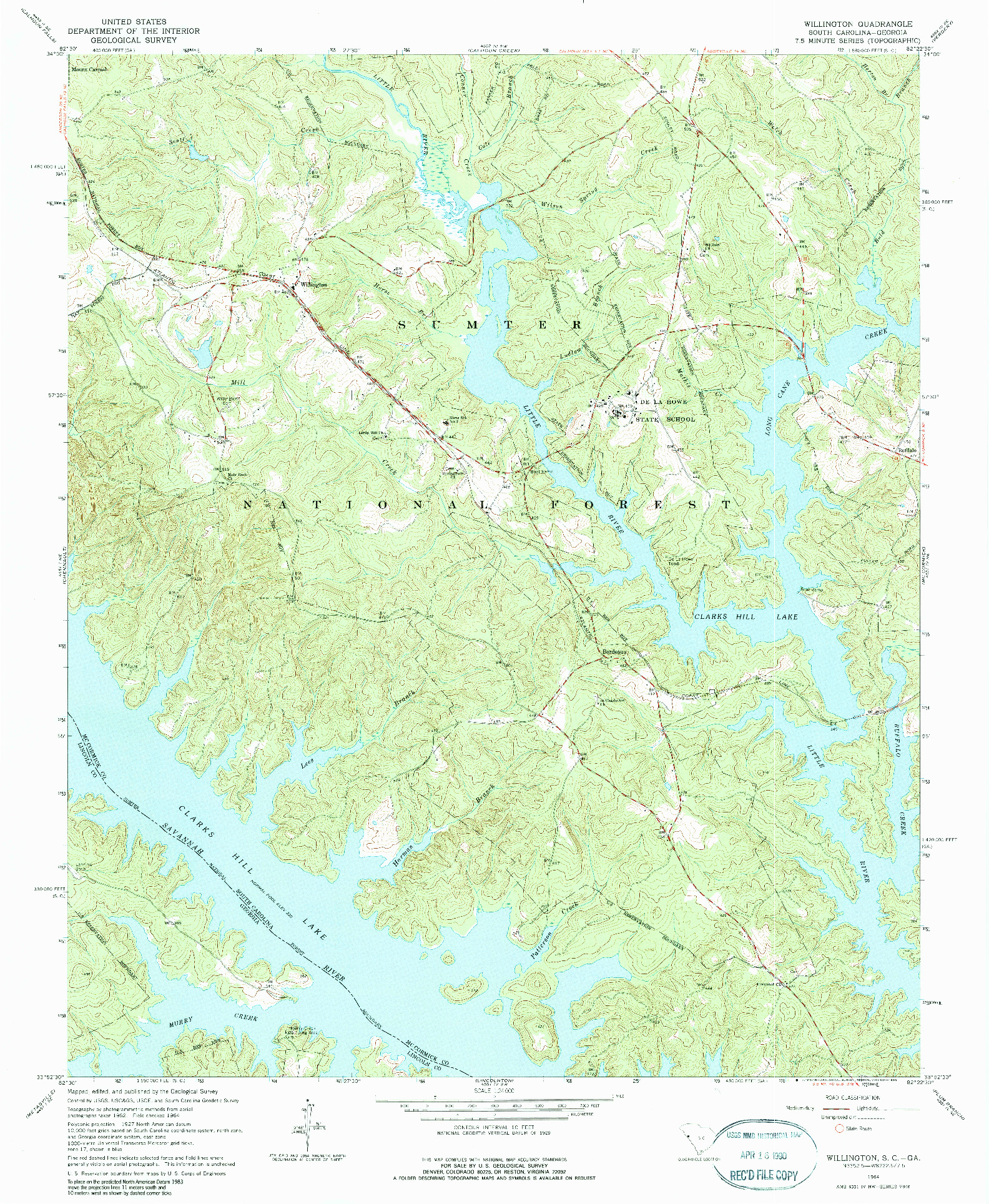 USGS 1:24000-SCALE QUADRANGLE FOR WILLINGTON, SC 1964