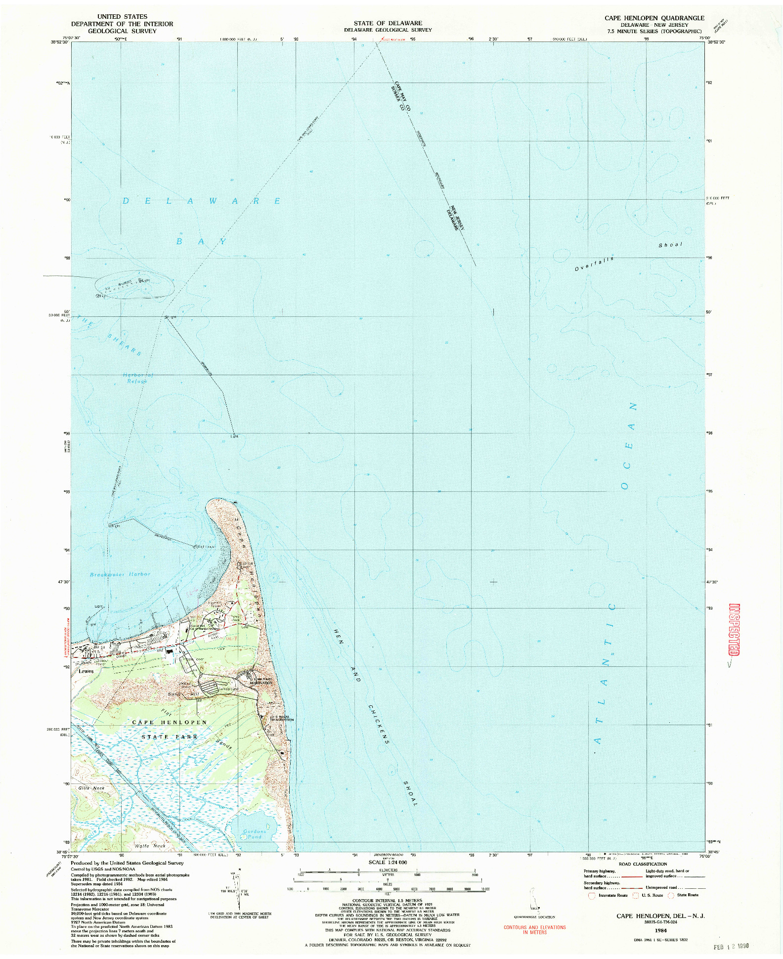USGS 1:24000-SCALE QUADRANGLE FOR CAPE HENLOPEN, DE 1984