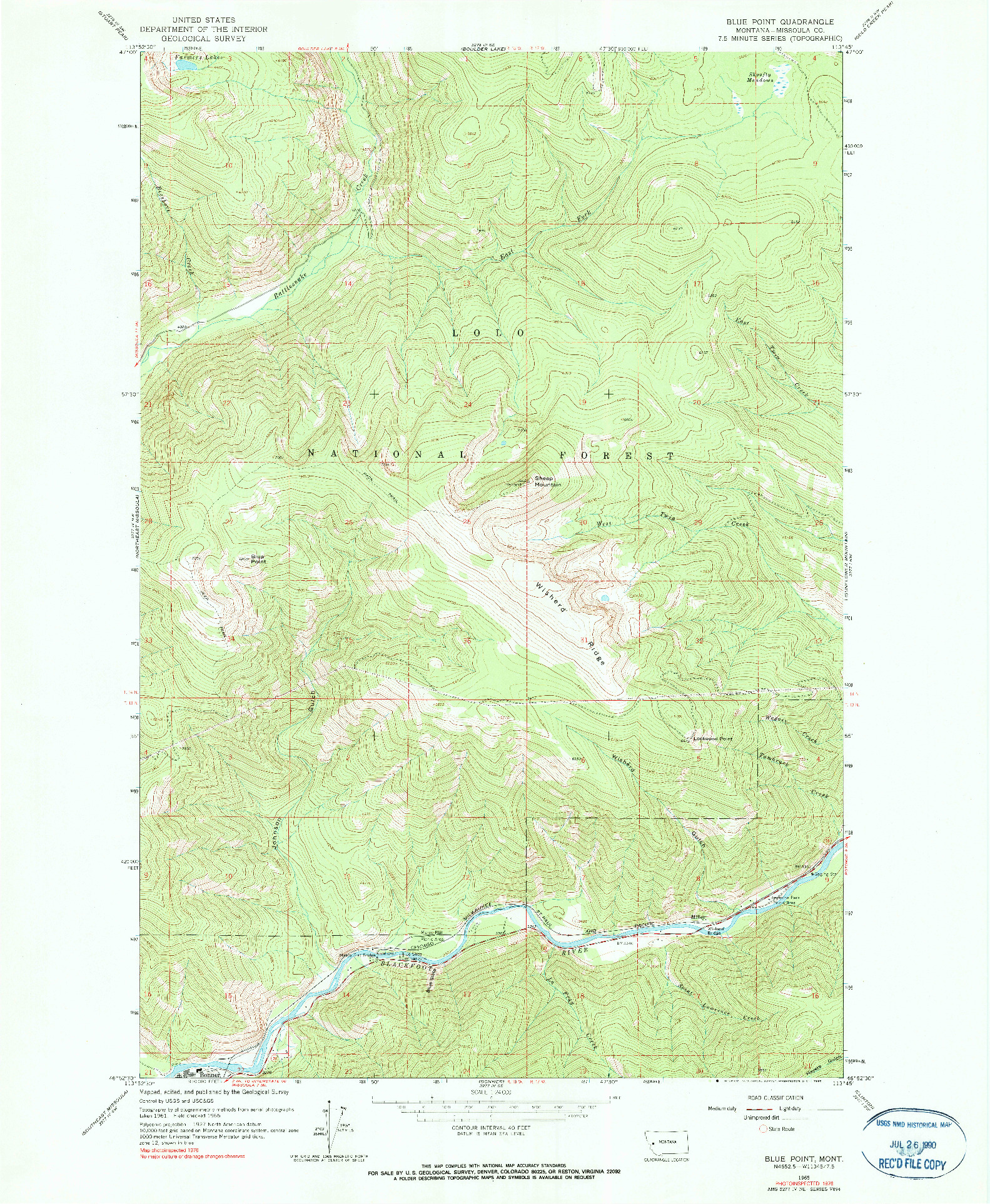 USGS 1:24000-SCALE QUADRANGLE FOR BLUE POINT, MT 1965