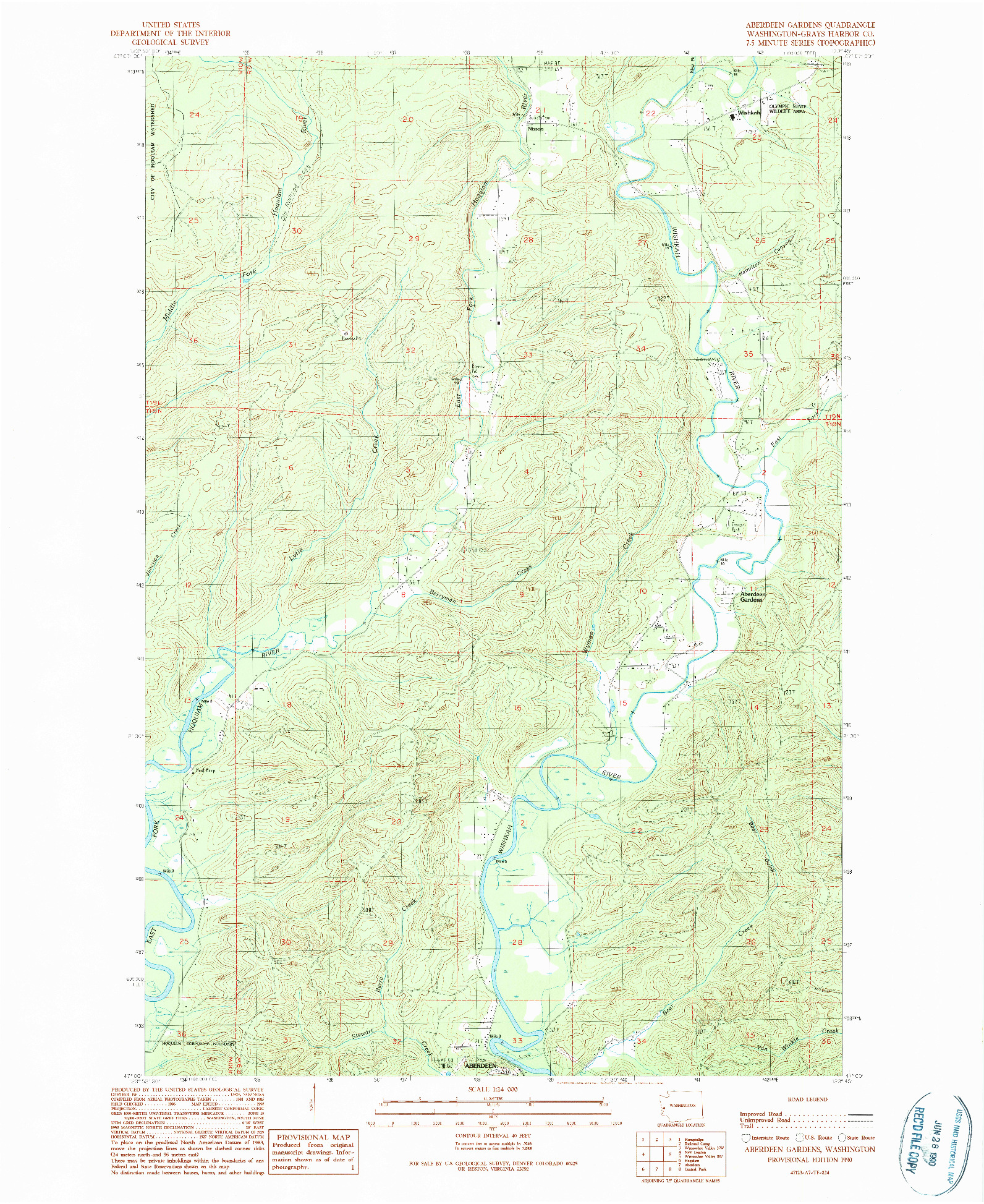 USGS 1:24000-SCALE QUADRANGLE FOR ABERDEEN GARDENS, WA 1990