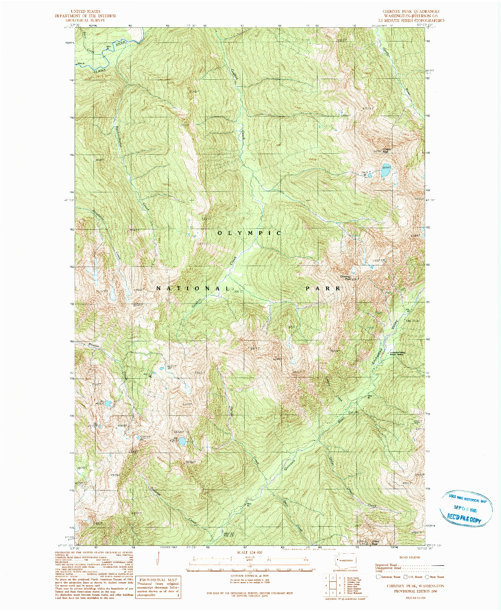 USGS 1:24000-SCALE QUADRANGLE FOR CHIMNEY PEAK, WA 1990