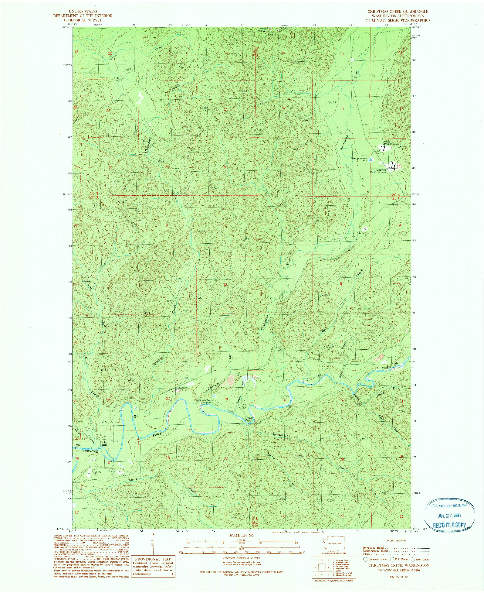 USGS 1:24000-SCALE QUADRANGLE FOR CHRISTMAS CREEK, WA 1990