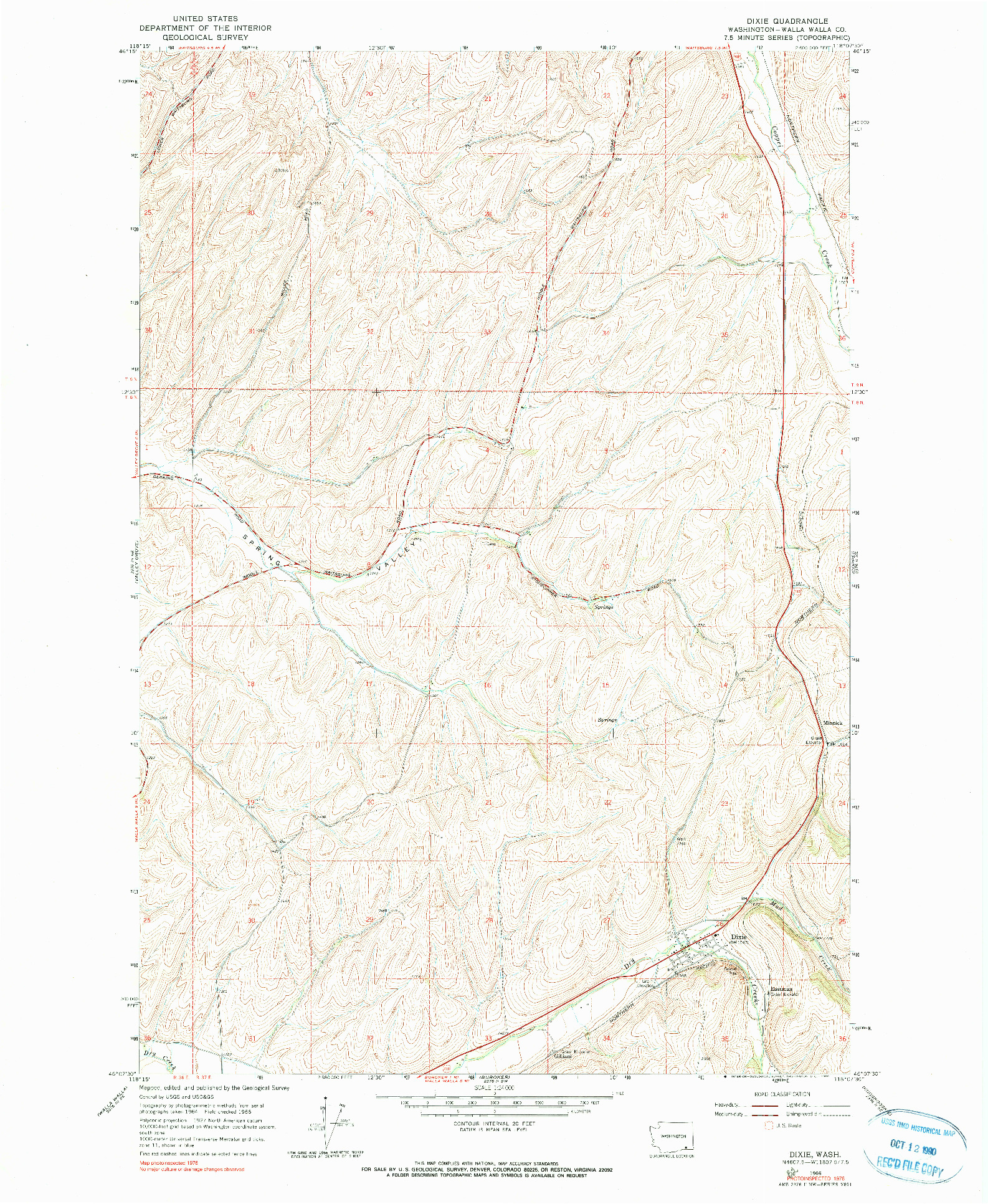 USGS 1:24000-SCALE QUADRANGLE FOR DIXIE, WA 1966