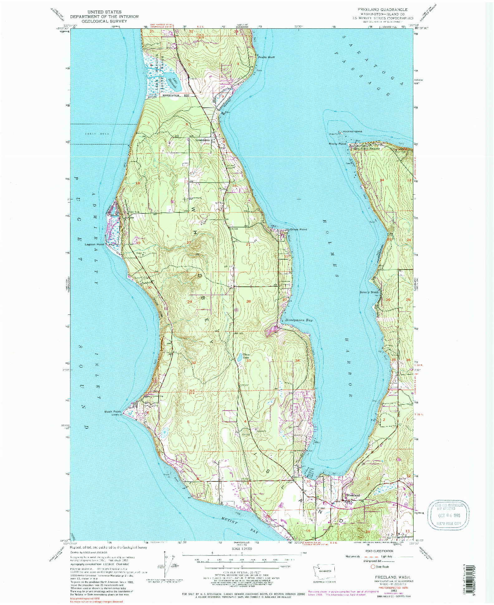 USGS 1:24000-SCALE QUADRANGLE FOR FREELAND, WA 1953