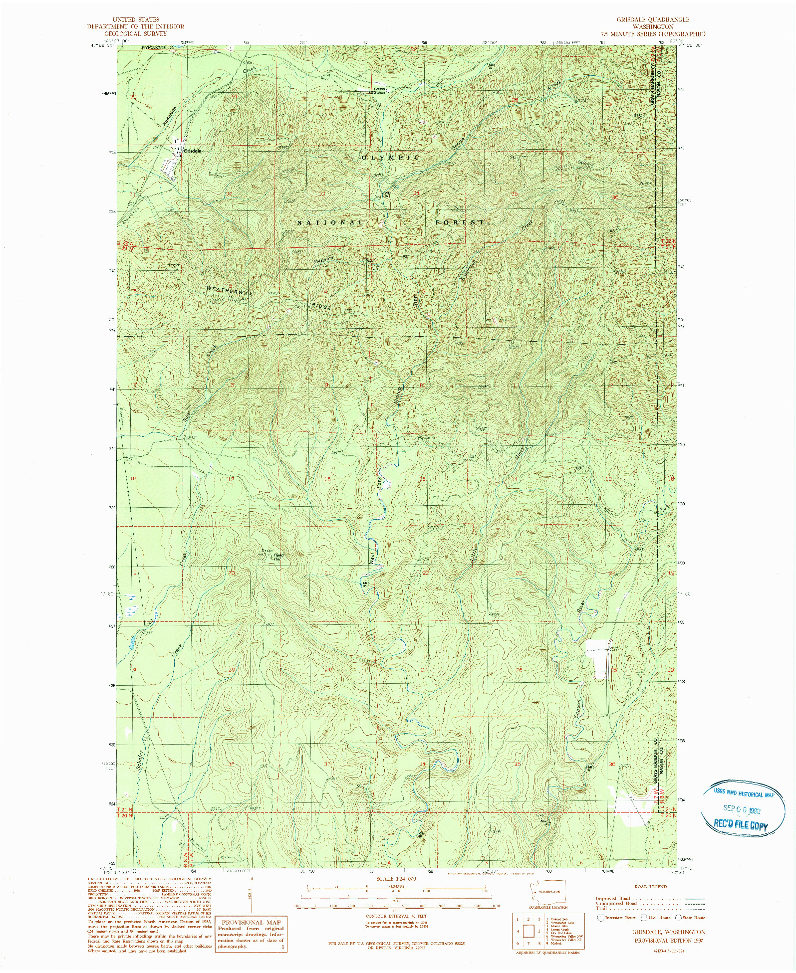 USGS 1:24000-SCALE QUADRANGLE FOR GRISDALE, WA 1990