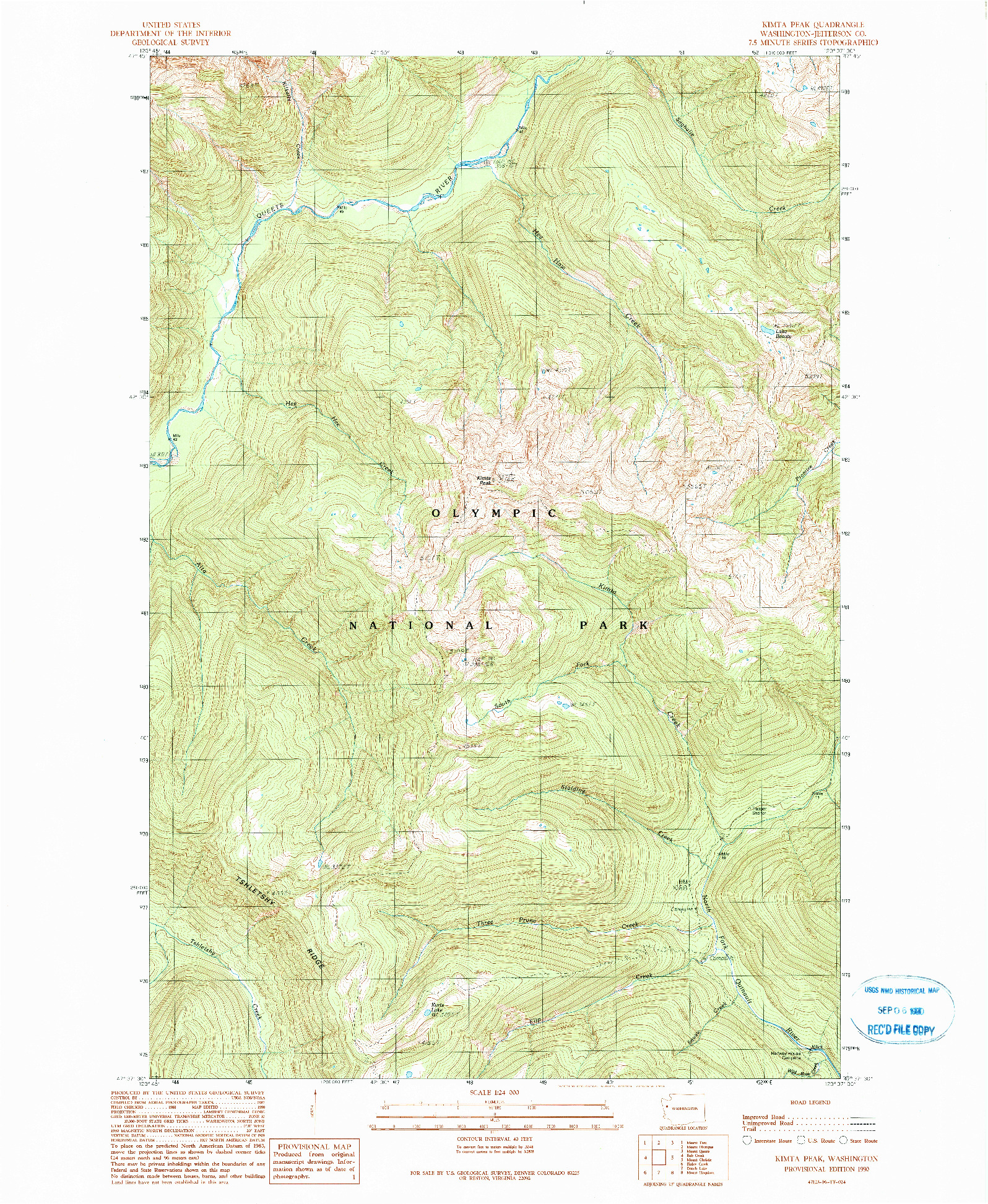 USGS 1:24000-SCALE QUADRANGLE FOR KIMTA PEAK, WA 1990