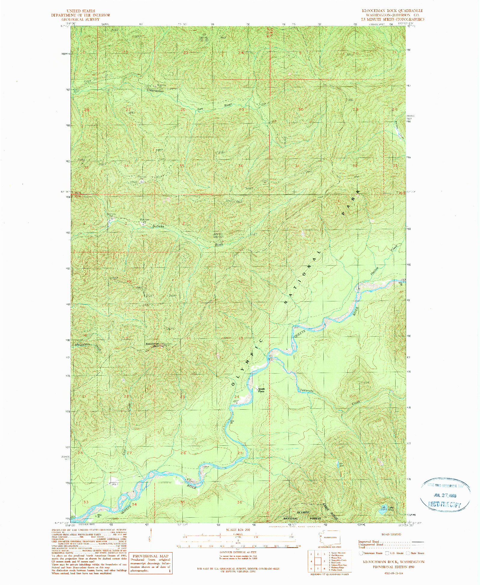 USGS 1:24000-SCALE QUADRANGLE FOR KLOOCHMAN ROCK, WA 1990