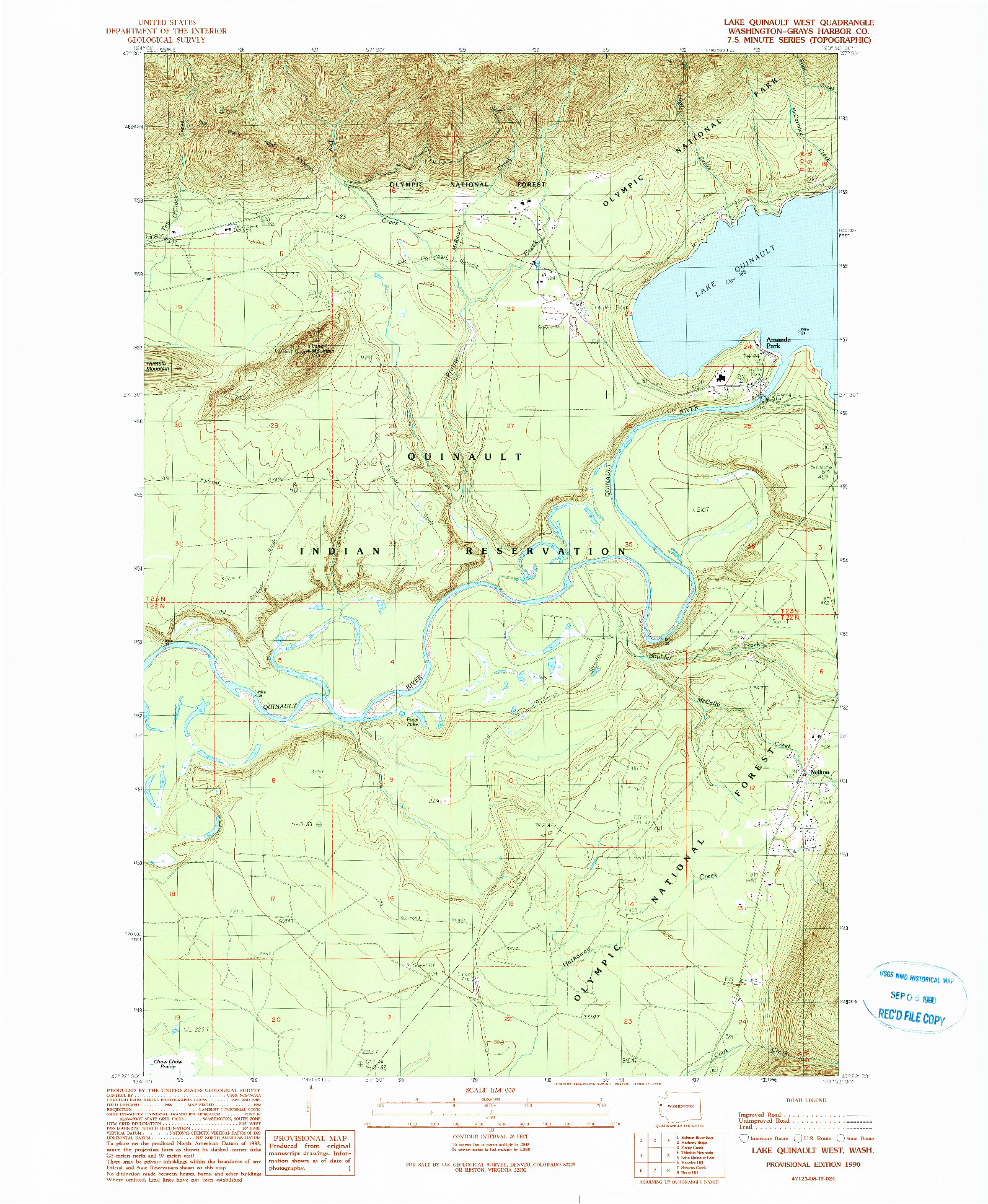 USGS 1:24000-SCALE QUADRANGLE FOR LAKE QUINAULT WEST, WA 1990