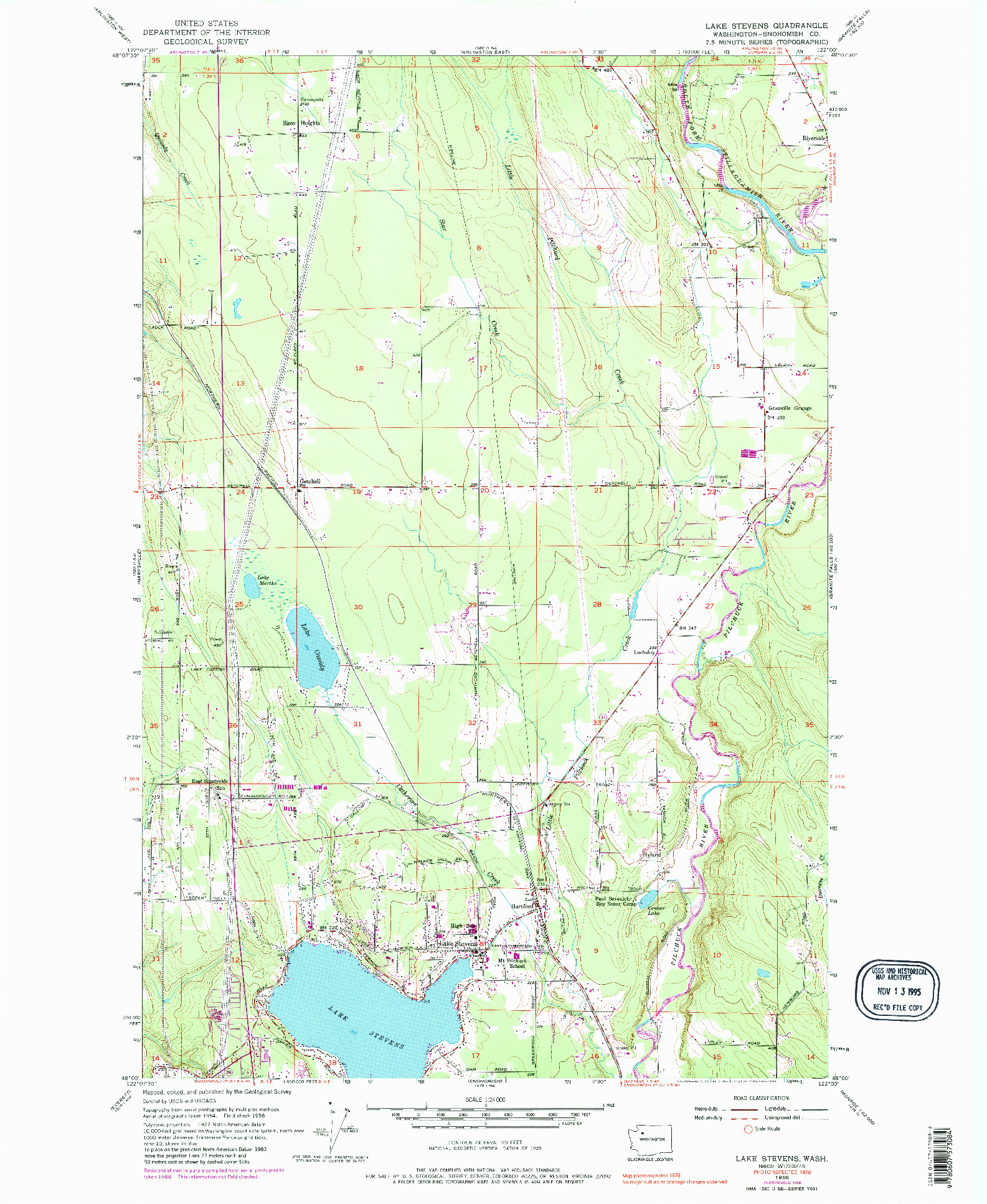 USGS 1:24000-SCALE QUADRANGLE FOR LAKE STEVENS, WA 1956