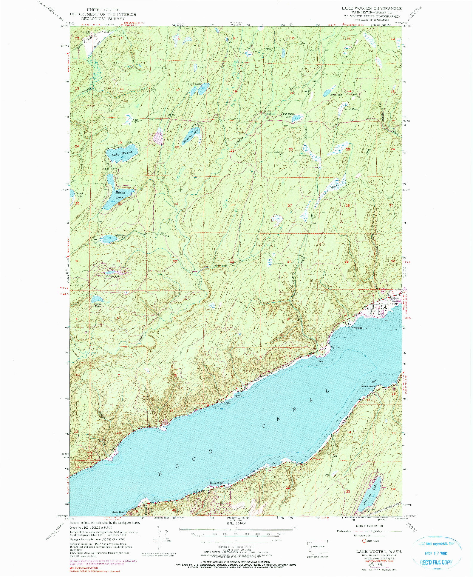 USGS 1:24000-SCALE QUADRANGLE FOR LAKE WOOTEN, WA 1953