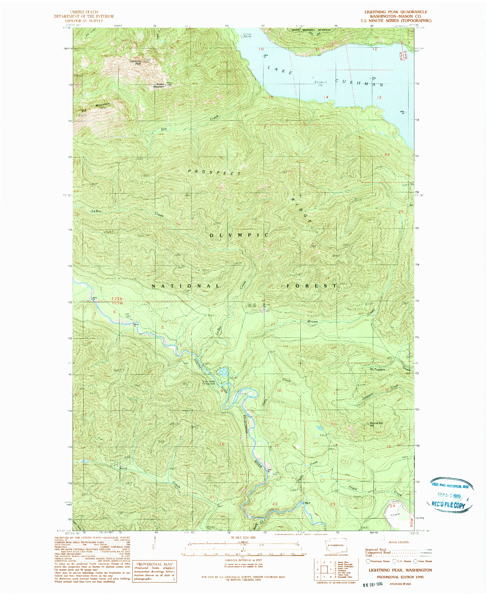 USGS 1:24000-SCALE QUADRANGLE FOR LIGHTNING PEAK, WA 1990