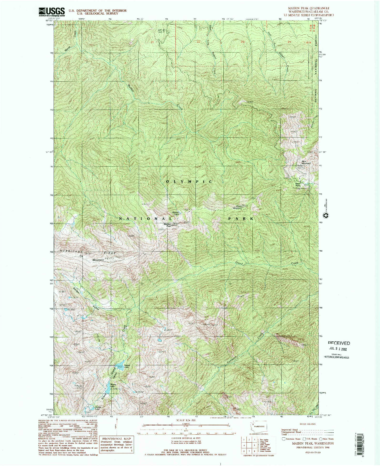 USGS 1:24000-SCALE QUADRANGLE FOR MAIDEN PEAK, WA 1990