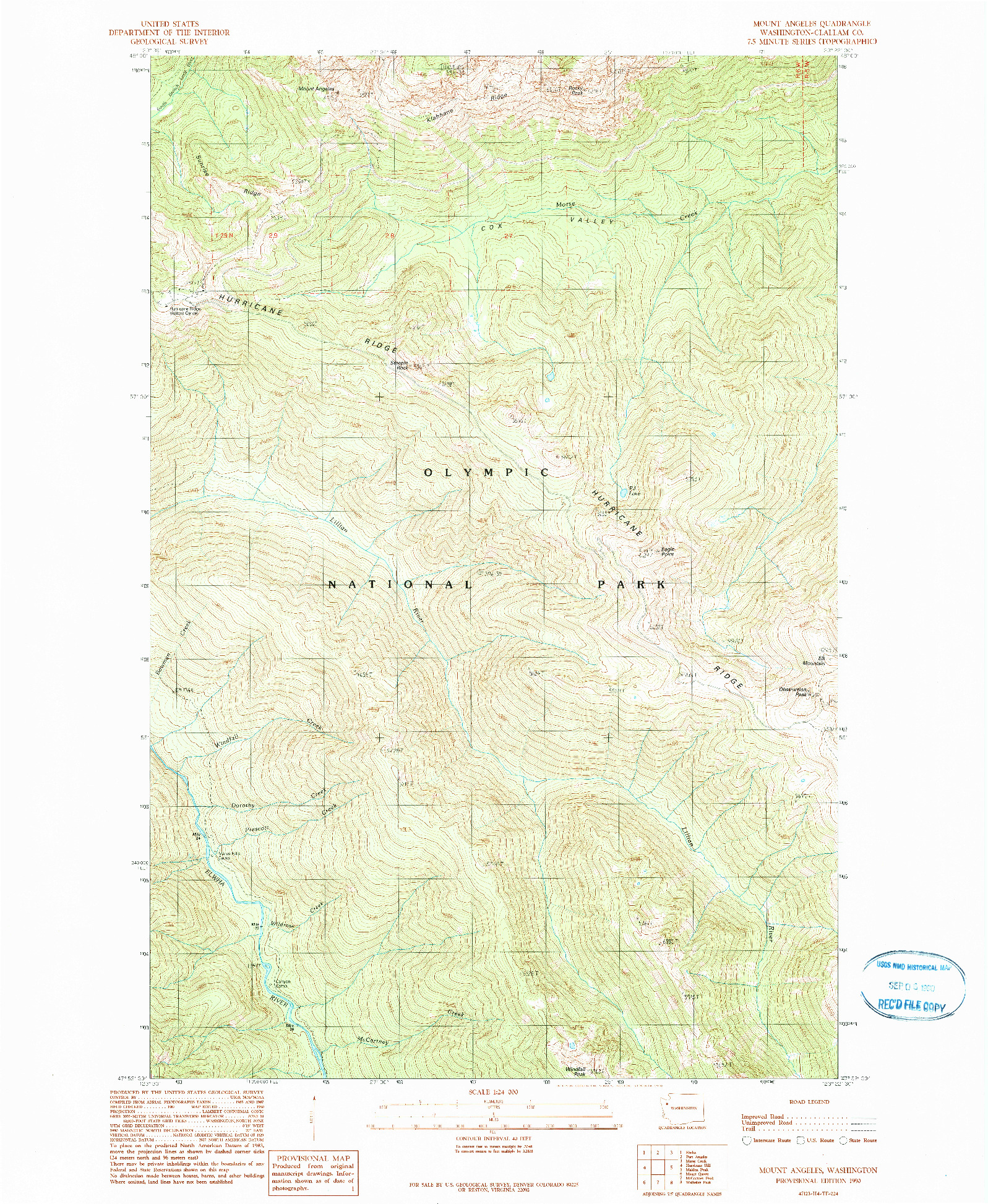 USGS 1:24000-SCALE QUADRANGLE FOR MOUNT ANGELES, WA 1990