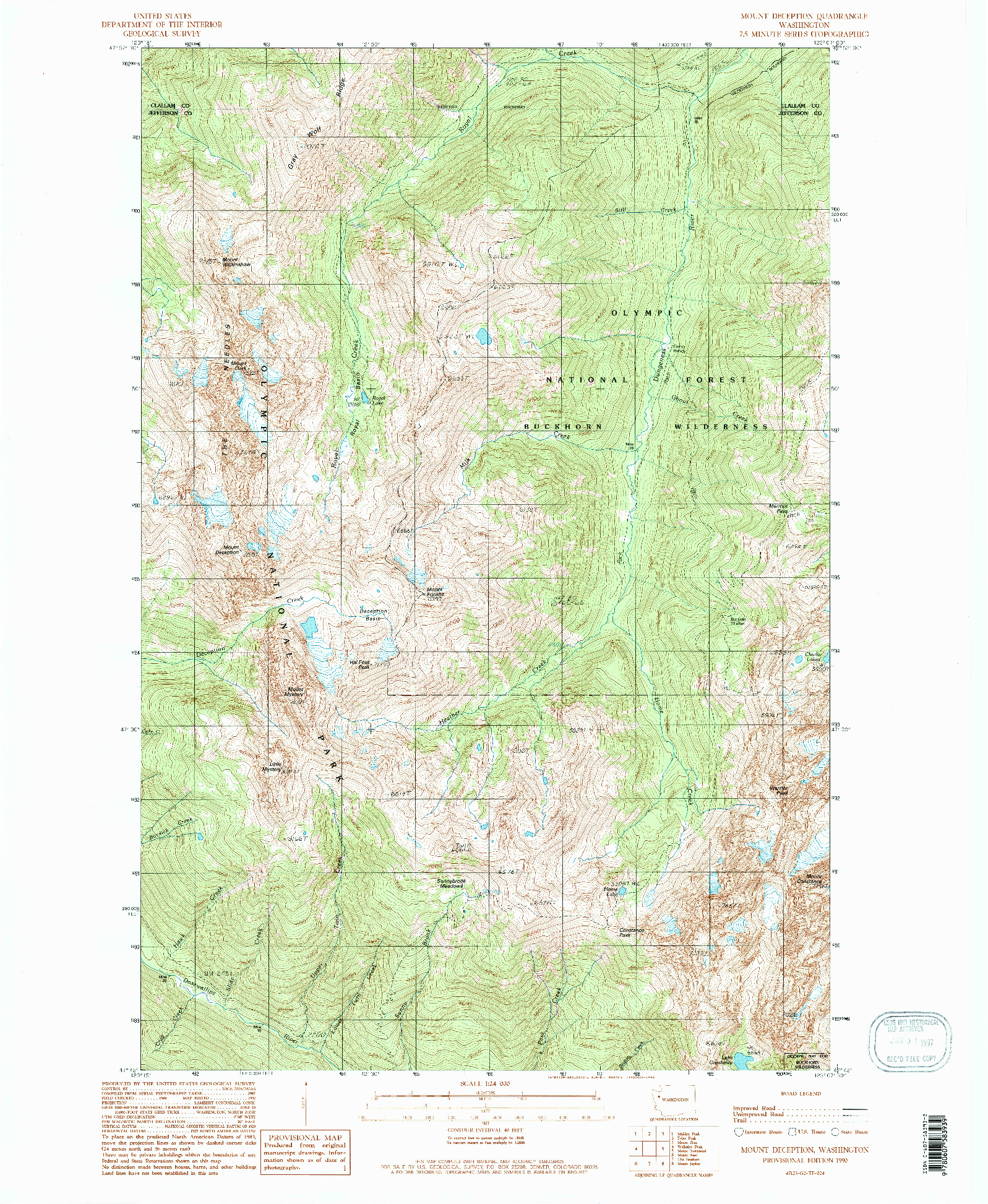 USGS 1:24000-SCALE QUADRANGLE FOR MOUNT DECEPTION, WA 1990