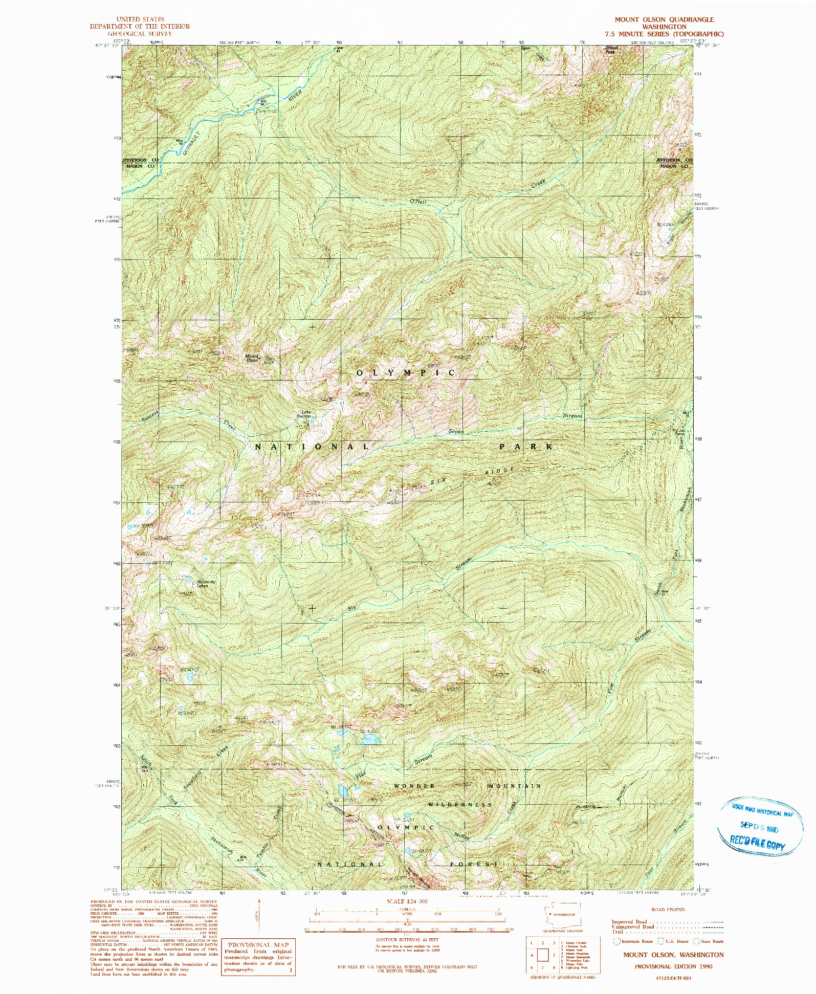 USGS 1:24000-SCALE QUADRANGLE FOR MOUNT OLSON, WA 1990