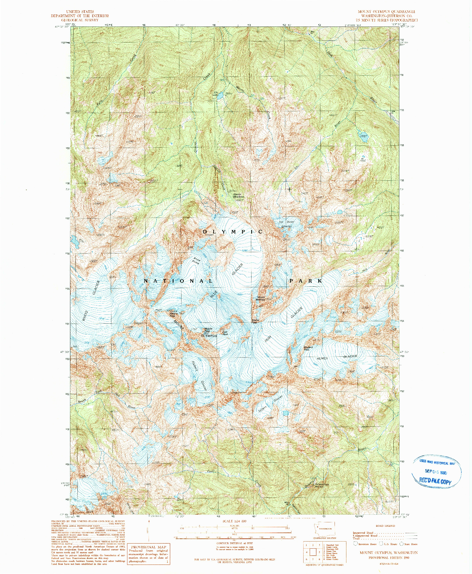 USGS 1:24000-SCALE QUADRANGLE FOR MOUNT OLYMPUS, WA 1990