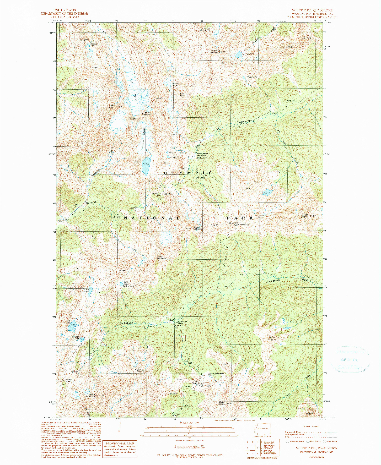 USGS 1:24000-SCALE QUADRANGLE FOR MOUNT STEEL, WA 1990