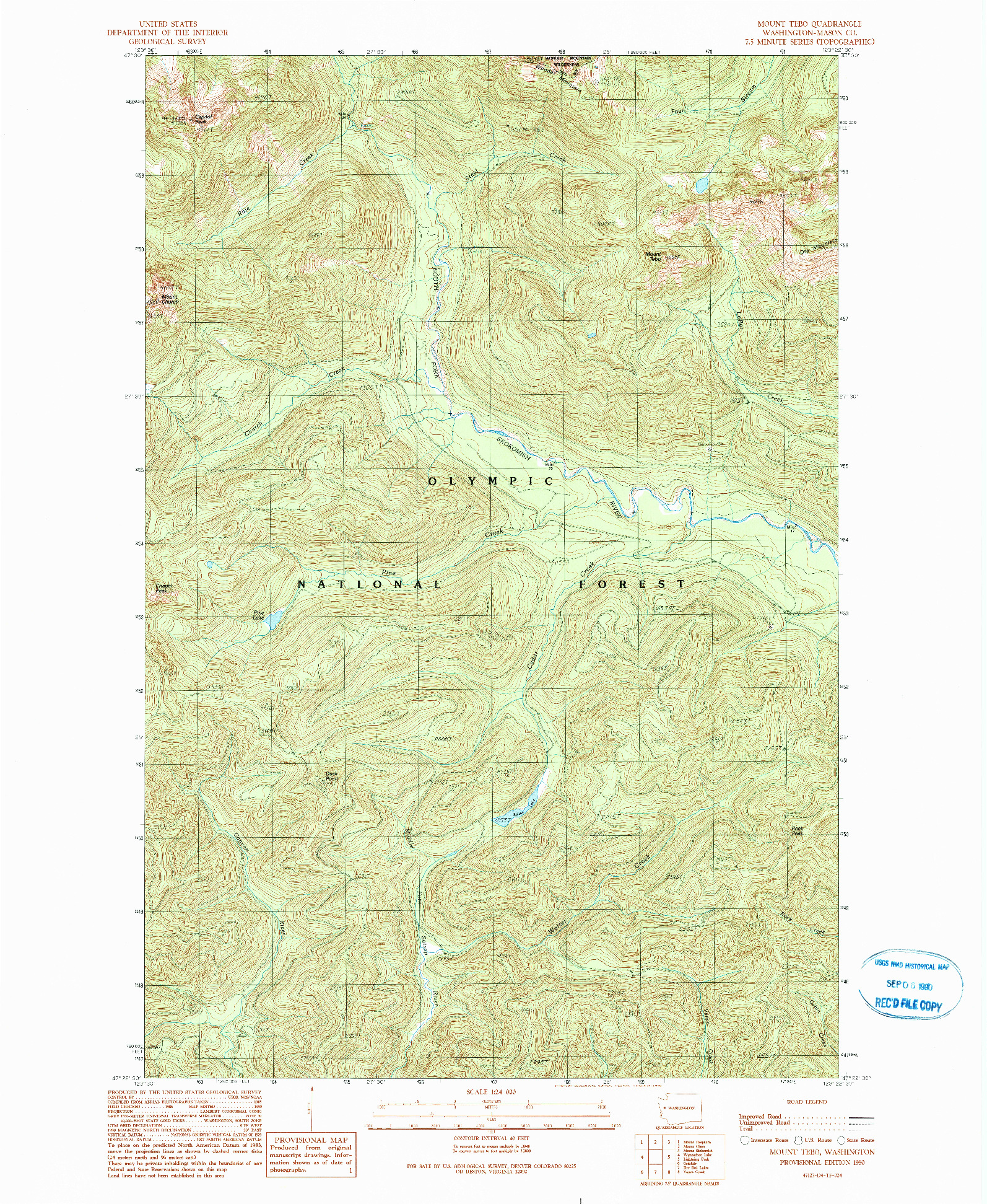 USGS 1:24000-SCALE QUADRANGLE FOR MOUNT TEBO, WA 1990