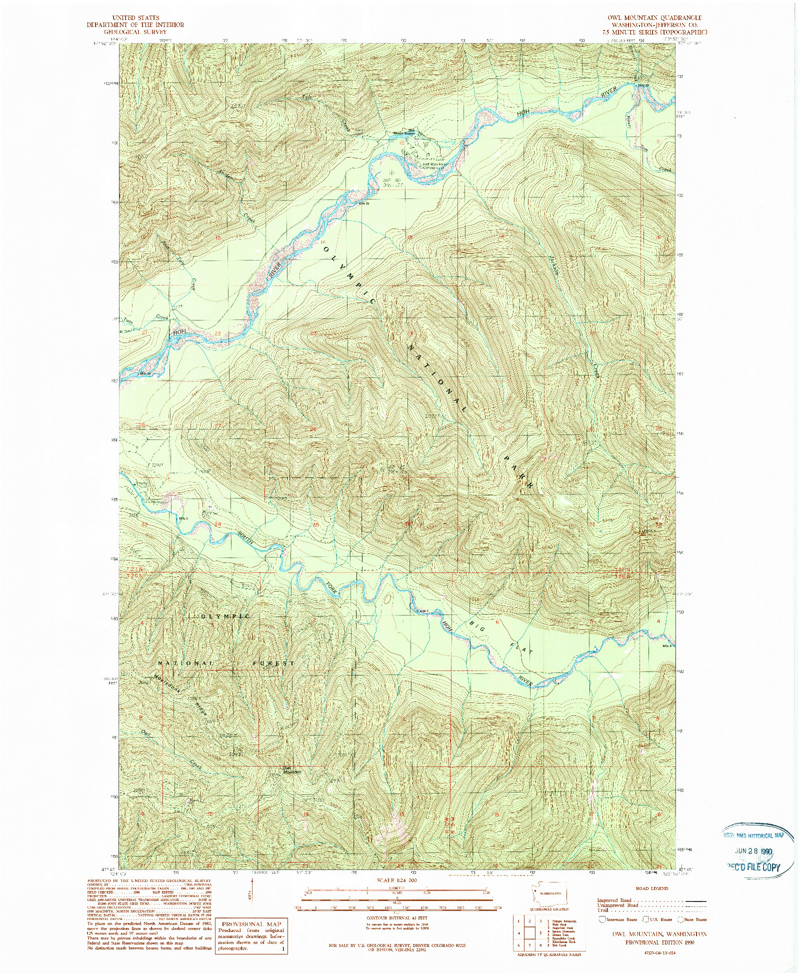 USGS 1:24000-SCALE QUADRANGLE FOR OWL MOUNTAIN, WA 1990