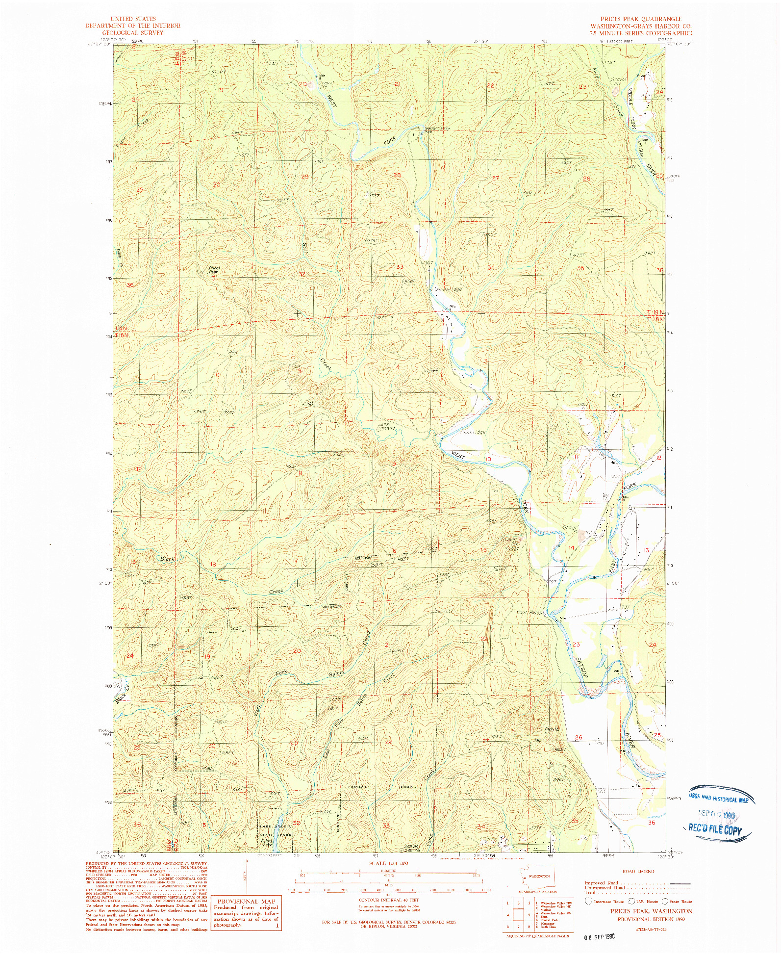USGS 1:24000-SCALE QUADRANGLE FOR PRICES PEAK, WA 1990