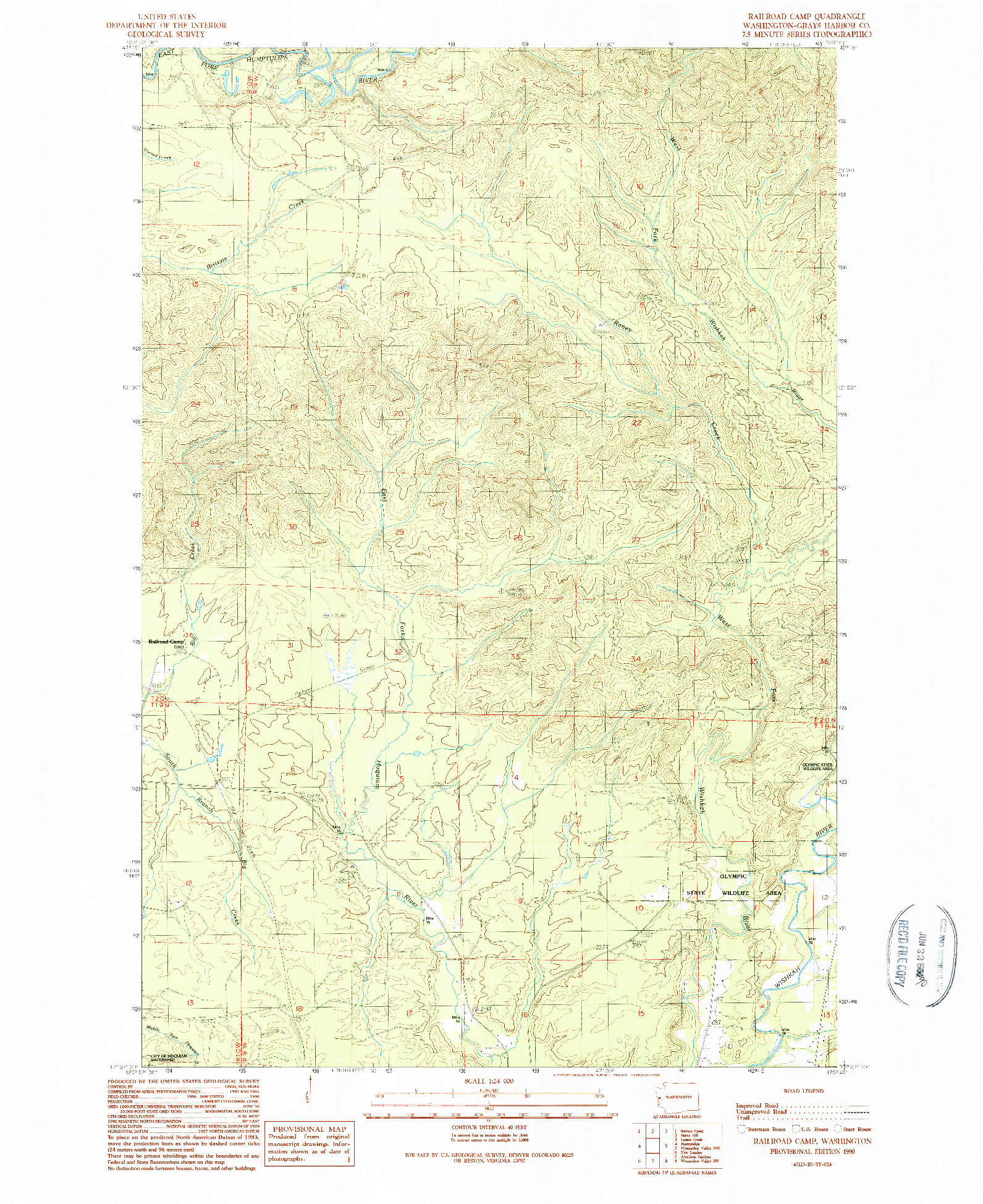 USGS 1:24000-SCALE QUADRANGLE FOR RAILROAD CAMP, WA 1990